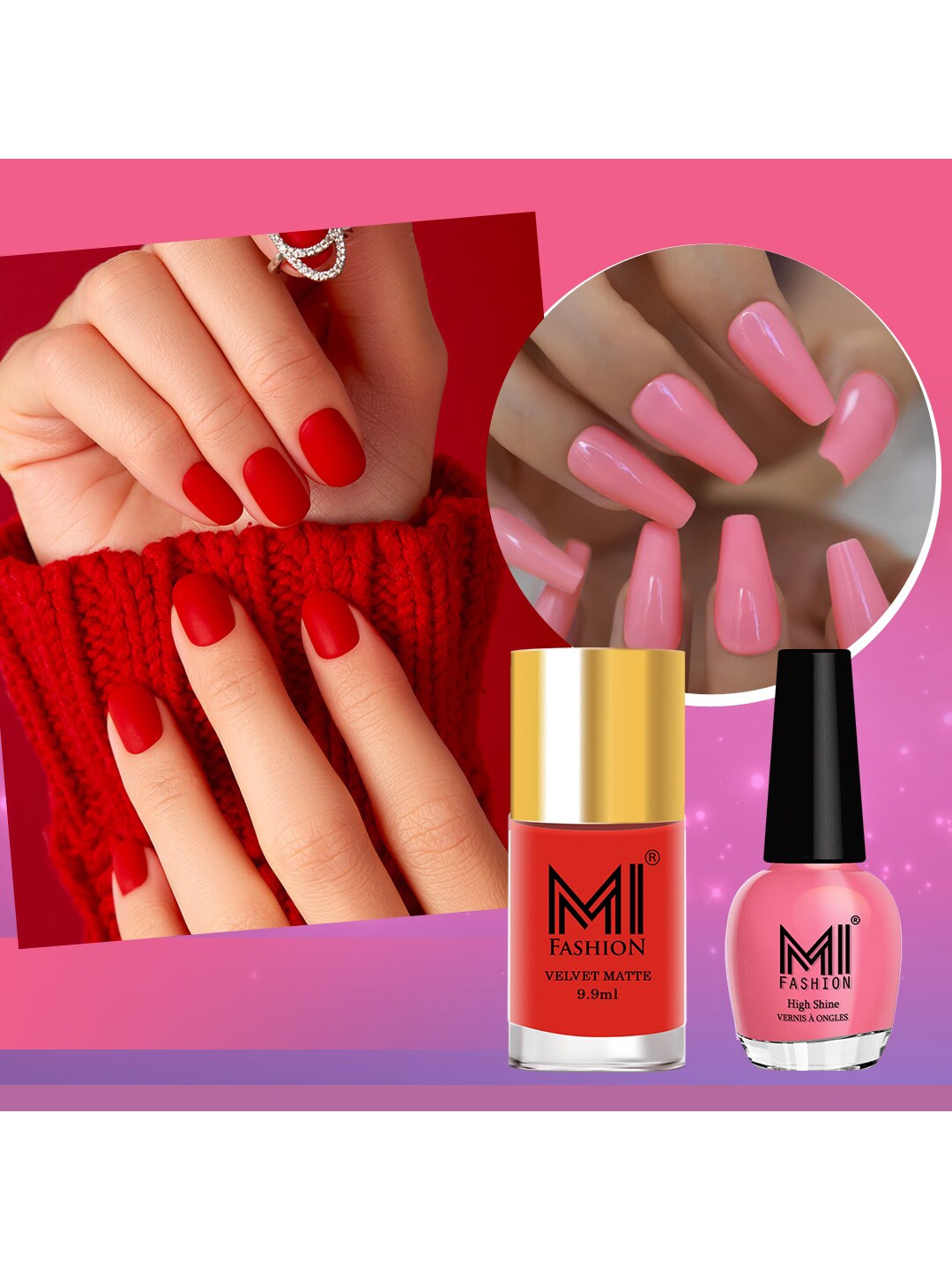 MI FASHION Velvet Matte & High Shine VERNIS A ONGLES Set Of 2 Long Lasting Glimmer & Grim A Bold & Mysterious Nail Polishes - 24.9ml Royal Blue & Navy Blue
MI FASHION Velvet Matte & High Shine VERNIS A ONGLES Set Of 2 Long Lasting Glimmer & Grim A Bold & Mysterious Nail Polishes - 24.9ml Royal Blue & Navy Blue