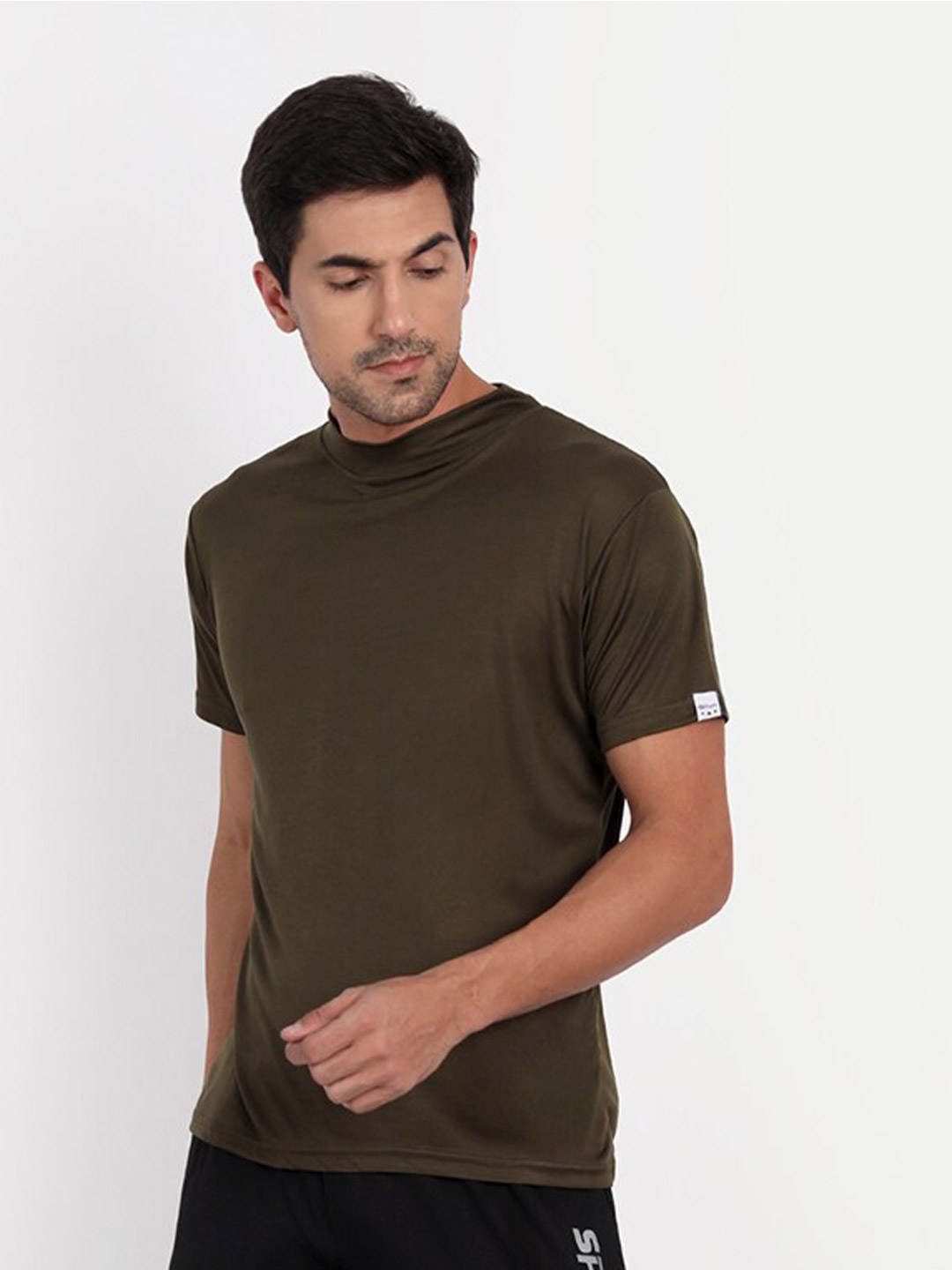 CLAFOUTIS Round Neck Slim Fit T-shirt, Olive