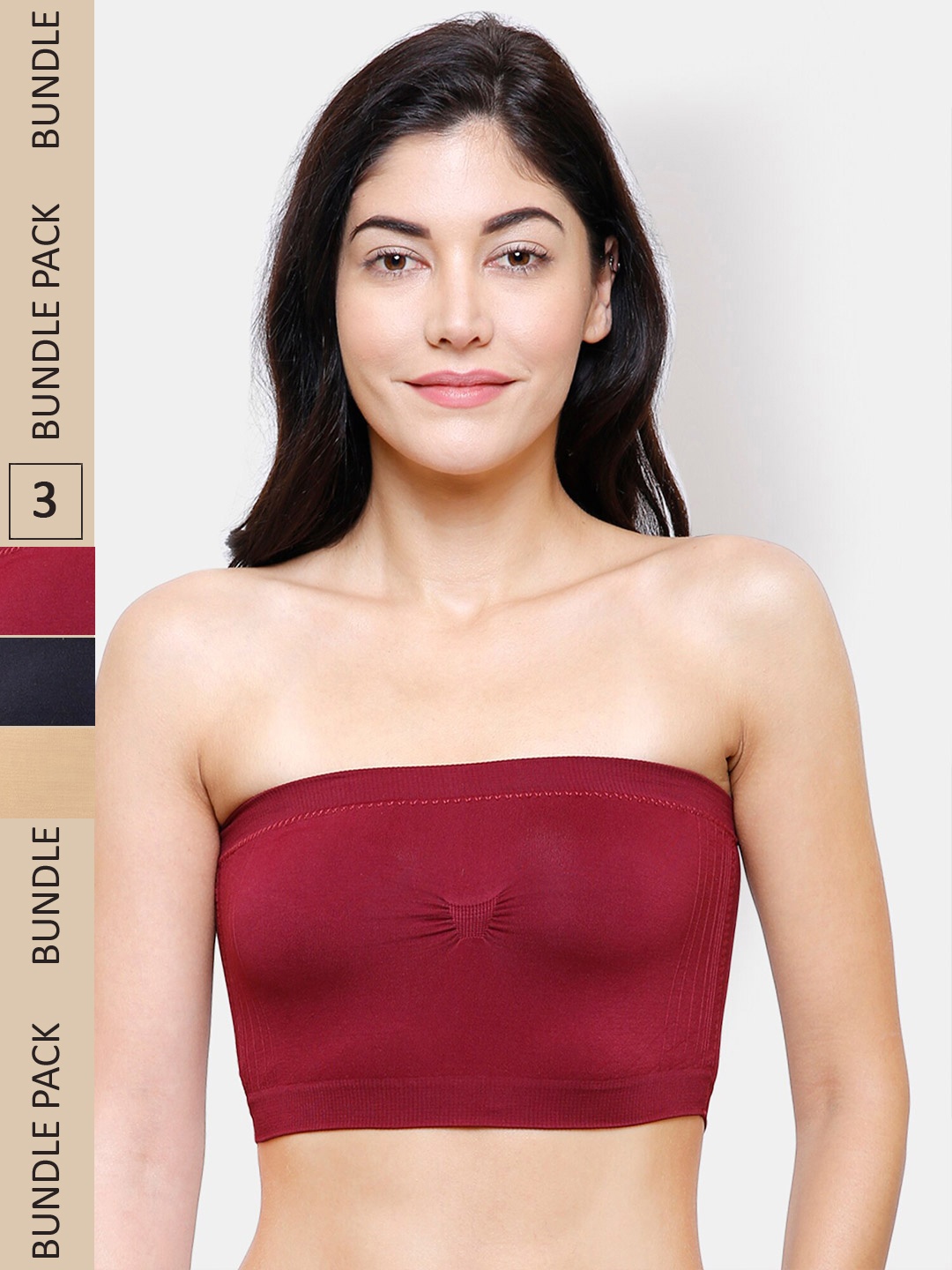 FashionRack Pack Of 3 Lightly Padded Non Wired Seamless Slip-On Bandeau Cotton Bra, Maroon
FashionRack Pack Of 3 Lightly Padded Non Wired Seamless Slip-On Bandeau Cotton Bra, Maroon