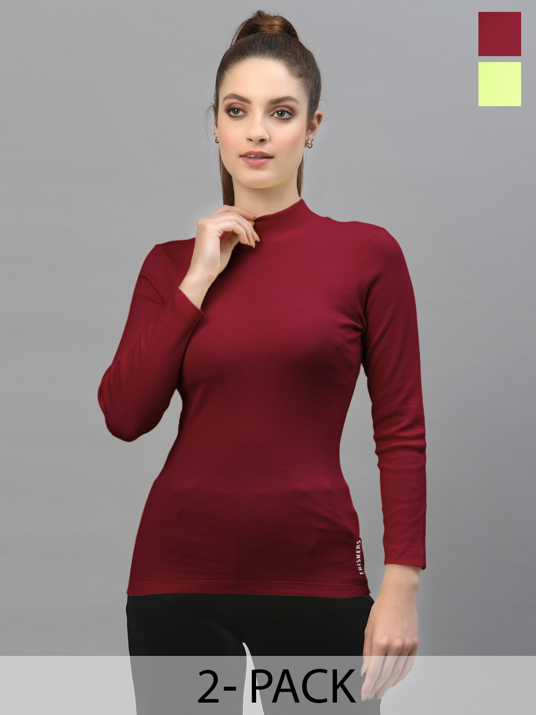 Friskers Pack of 2 High Neck Cotton Tops, Fluorescent green
Friskers Pack of 2 High Neck Cotton Tops, Fluorescent green