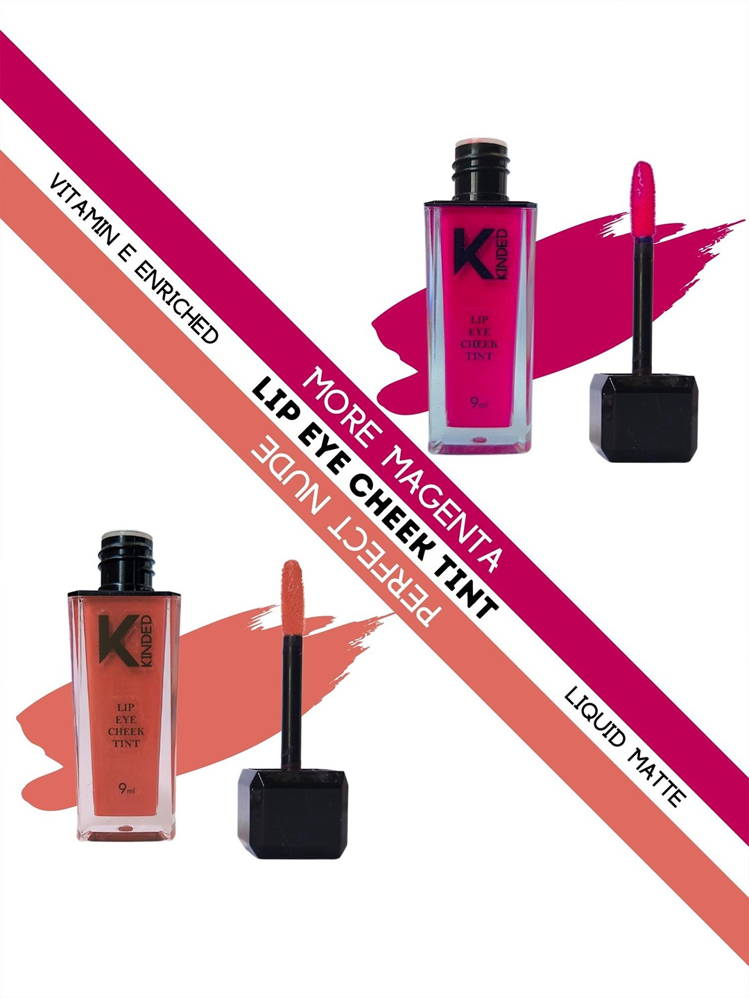 KINDED Set of 2 Lip Eye Cheek Tint with Vitamin E - More Magenta 02 & Perfect Nude 10, Rust
KINDED Set of 2 Lip Eye Cheek Tint with Vitamin E - More Magenta 02 & Perfect Nude 10, Rust