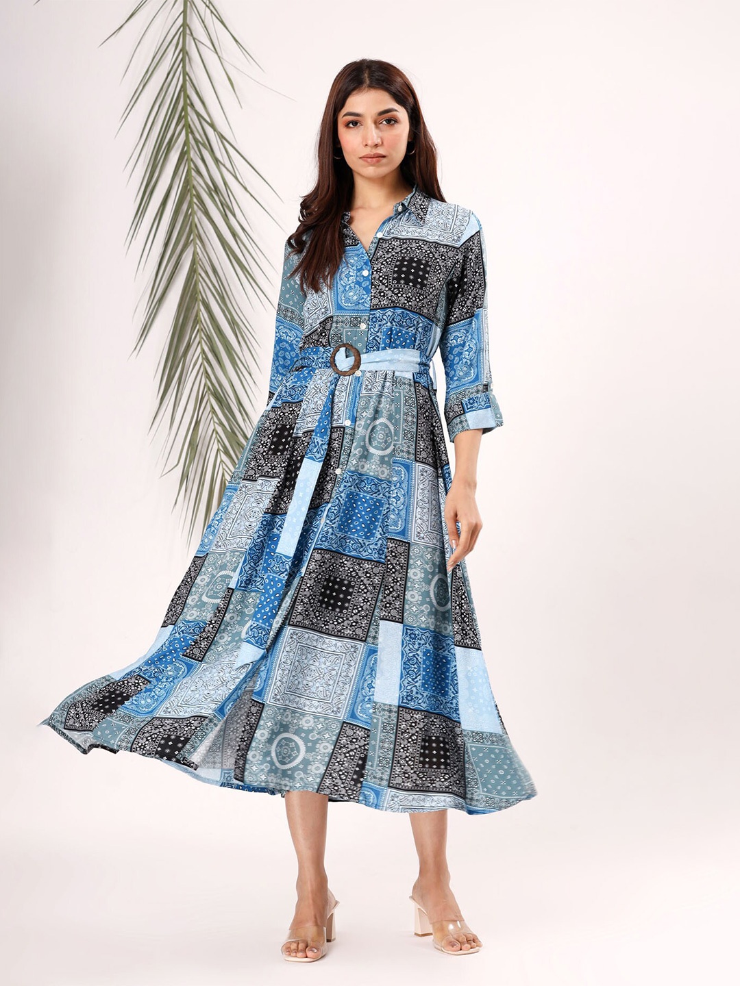FASHION DWAR Ethnic Motifs Printed Midi Fit & Flare Pure Cotton Dress With Belt, Multi
FASHION DWAR Ethnic Motifs Printed Midi Fit & Flare Pure Cotton Dress With Belt, Multi