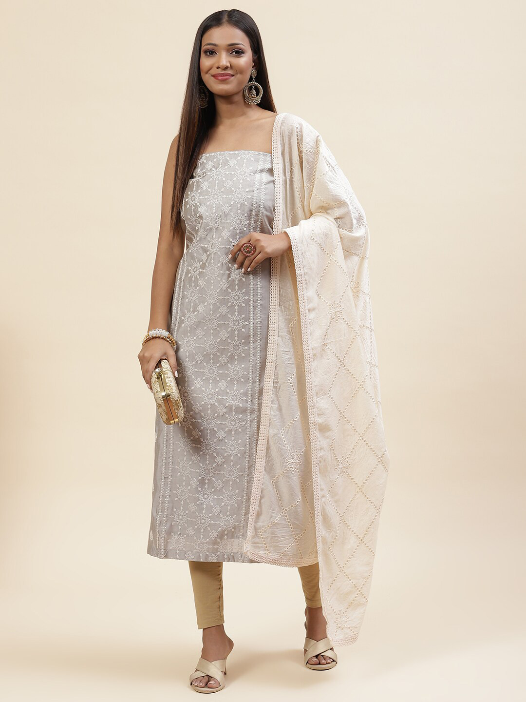 Meena Bazaar Embroidered Art Silk Unstitched Dress Material, Grey
Meena Bazaar Embroidered Art Silk Unstitched Dress Material, Grey