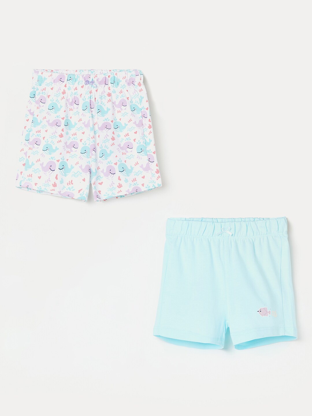 Juniors by Lifestyle Girls Pack of 2 Printed Pure Cotton Shorts, White