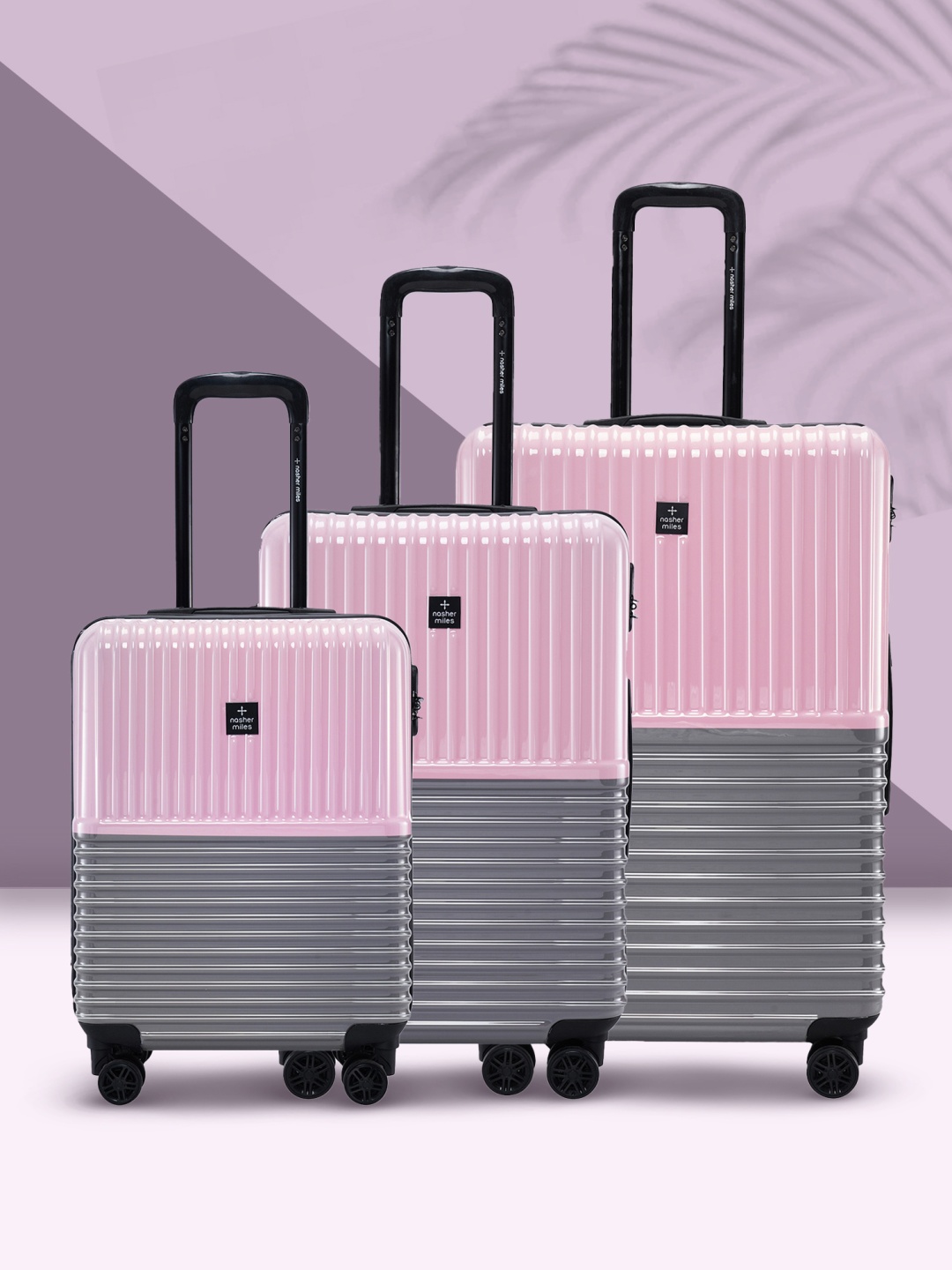 Nasher Miles Istanbul Hard-Sided ABS & PC Set of 3 S/M/L Pink Grey Trolley Bags 55-65-75cm
Nasher Miles Istanbul Hard-Sided ABS & PC Set of 3 S/M/L Pink Grey Trolley Bags 55-65-75cm