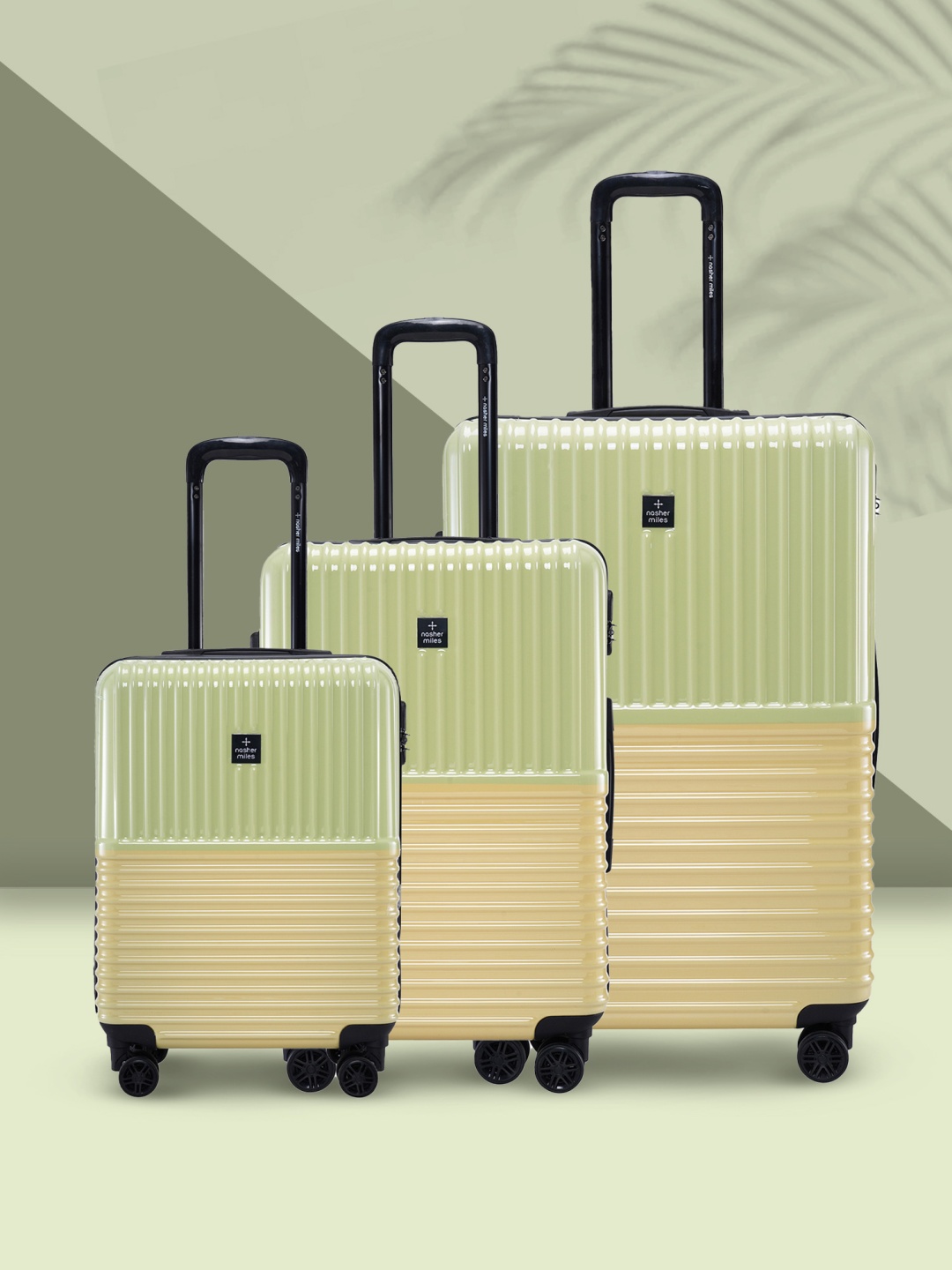 Nasher Miles Istanbul Hard ABS & PC Set of 3 S/M/L Green Yellow Trolley Bags 55-65-75cm
Nasher Miles Istanbul Hard ABS & PC Set of 3 S/M/L Green Yellow Trolley Bags 55-65-75cm