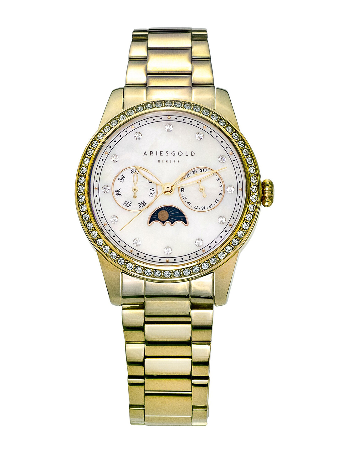 Aries Gold Heritage Women Embellished Dial Stainless Steel Analogue Watch L 5040 G-MP, White
Aries Gold Heritage Women Embellished Dial Stainless Steel Analogue Watch L 5040 G-MP, White