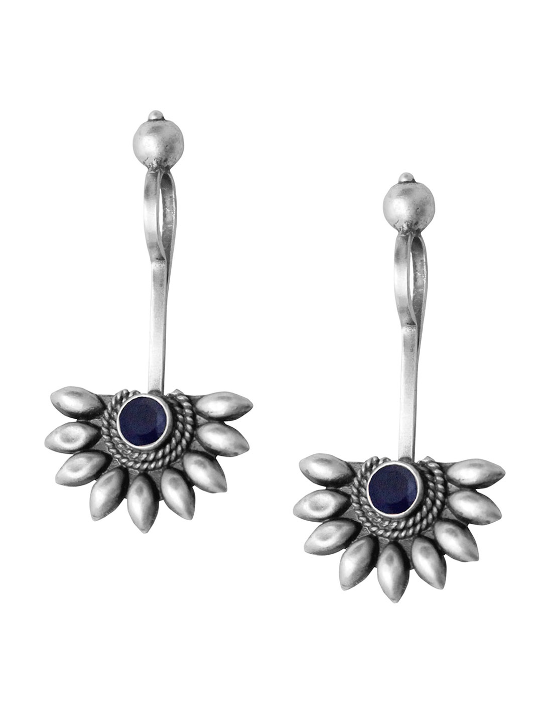ahilya 92.5 Sterling Silver Contemporary Onyx Floral Ear Cuff Non Piercing Earrings, Navy blue
ahilya 92.5 Sterling Silver Contemporary Onyx Floral Ear Cuff Non Piercing Earrings, Navy blue