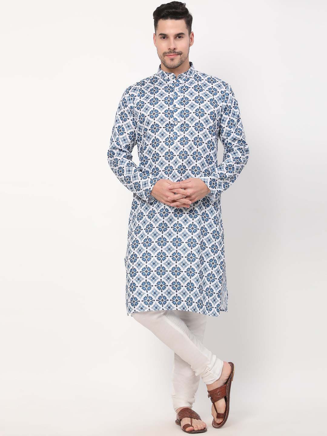 PREMROOP- THE STYLE YOU LOVE Men Ethnic Motifs Printed Summer Sheers Kurta, Blue 
PREMROOP- THE STYLE YOU LOVE Men Ethnic Motifs Printed Summer Sheers Kurta, Blue