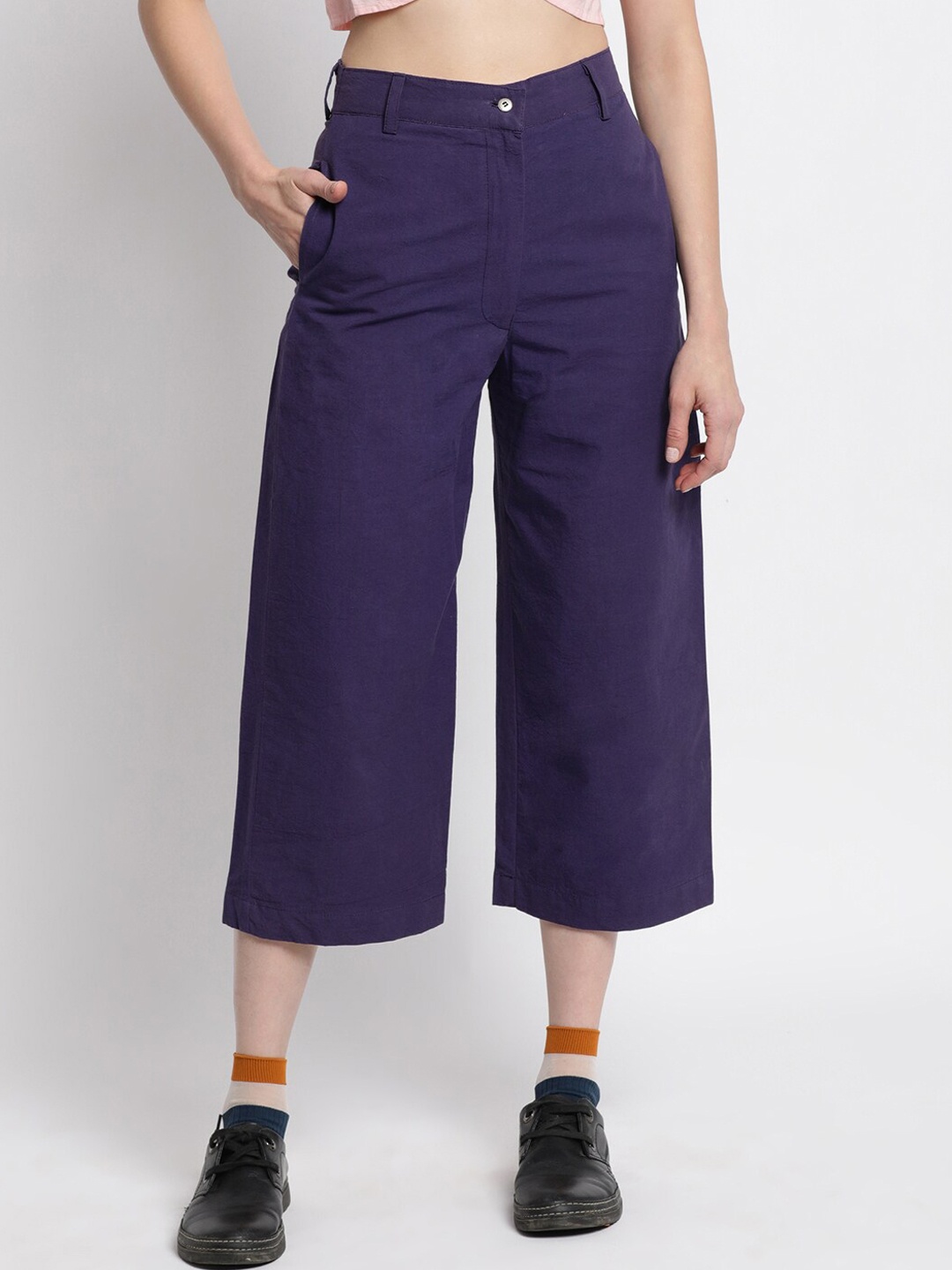 GRASS by Gitika Goyal Women Smart Slim Fit High-Rise Cotton Culottes Trousers, Purple
GRASS by Gitika Goyal Women Smart Slim Fit High-Rise Cotton Culottes Trousers, Purple