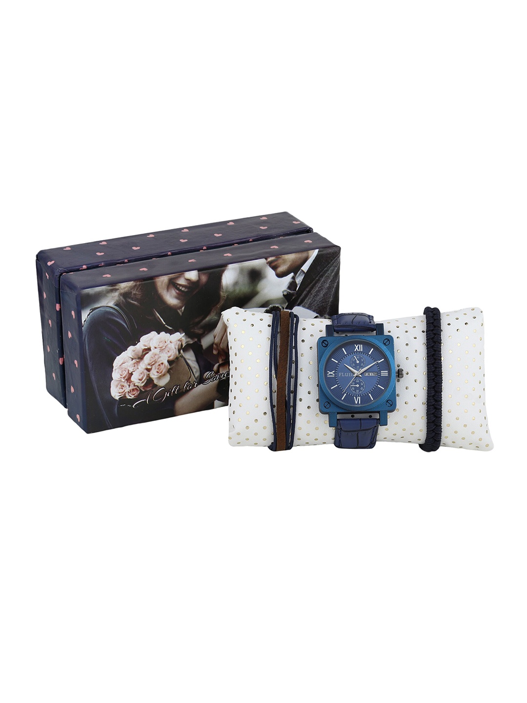 FLUID Men Printed Leather Bracelet Style Straps Analogue Watch Gift Set FL-Gift Set-59, Blue
FLUID Men Printed Leather Bracelet Style Straps Analogue Watch Gift Set FL-Gift Set-59, Blue