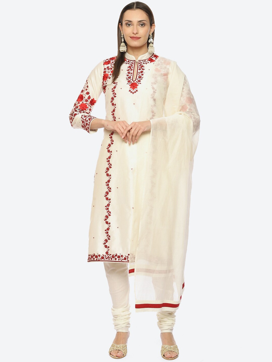 Biba by Rohit Bal Floral Embroidered Chanderi Silk Kurta With Churidar & Dupatta by Rohit Bal, Off white
Biba by Rohit Bal Floral Embroidered Chanderi Silk Kurta With Churidar & Dupatta by Rohit Bal, Off white