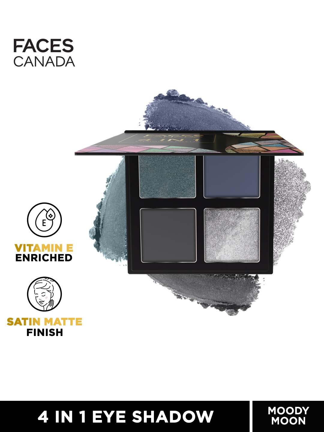 FACES CANADA 4 In 1 Shimmer & Satin Matte Finish Eyeshadow Palette - Moody Moon 06, Grey
FACES CANADA 4 In 1 Shimmer & Satin Matte Finish Eyeshadow Palette - Moody Moon 06, Grey