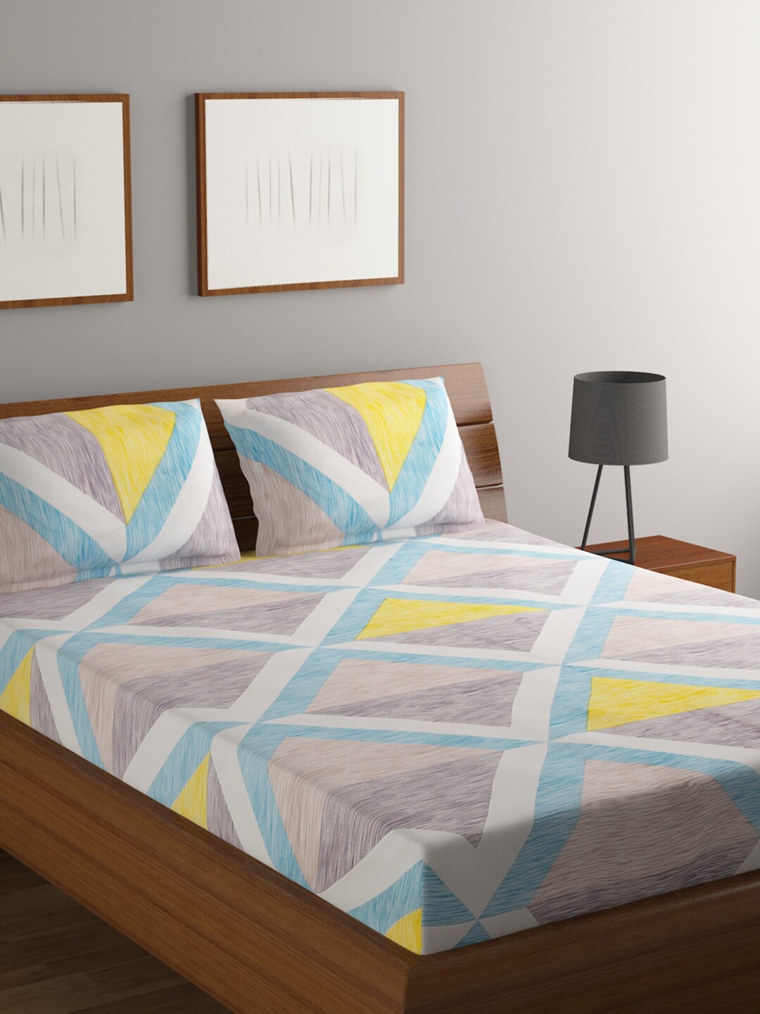 BOMBAY DYEING Grey & Blue Geometric 144 TC Queen Bedsheet with 2 Pillow Covers
BOMBAY DYEING Grey & Blue Geometric 144 TC Queen Bedsheet with 2 Pillow Covers