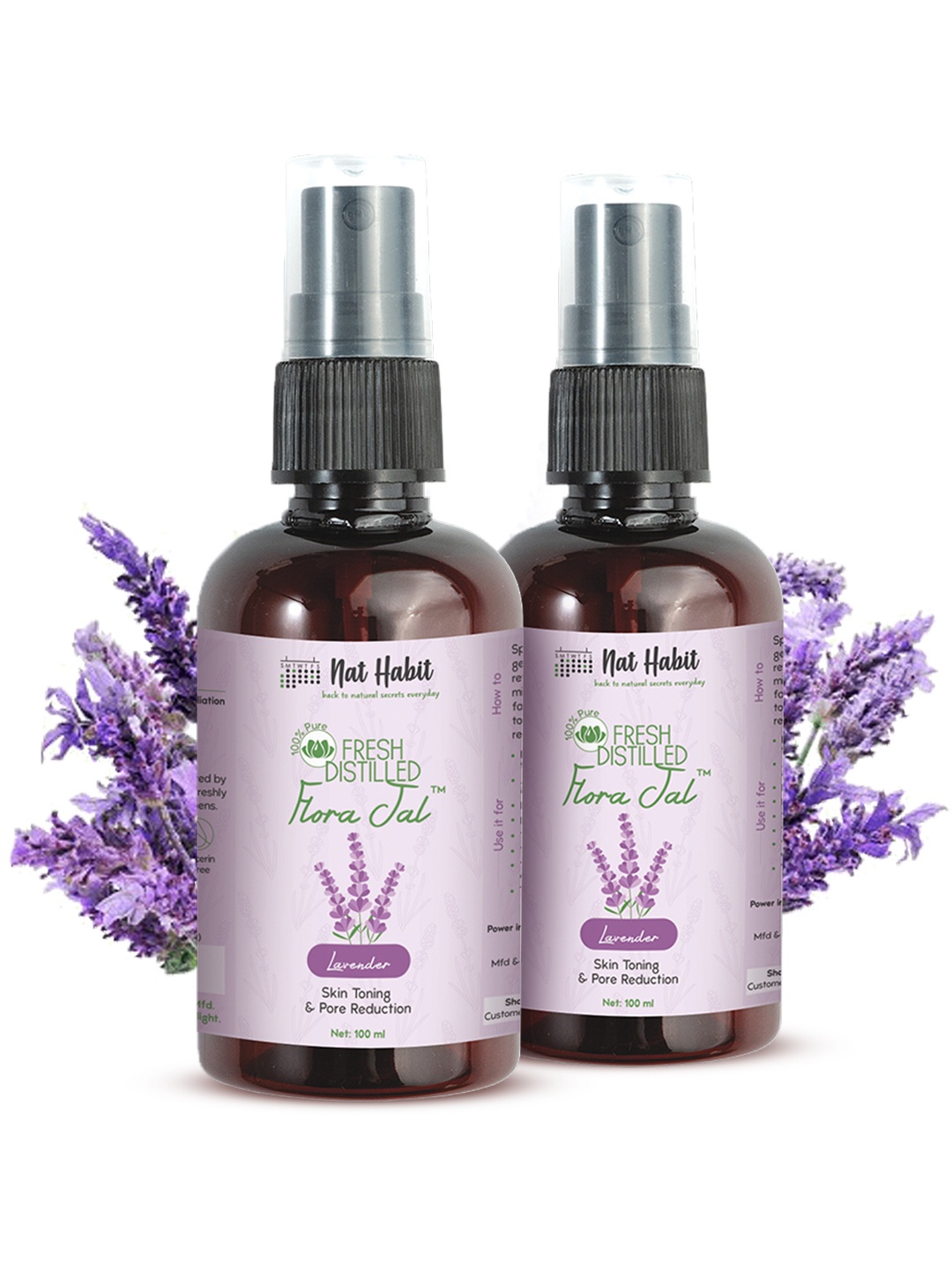 Nat Habit Set of 2 Pure Lavender Flora Jal Toner Spray for Pore Reduction - 100ml each, Purple
Nat Habit Set of 2 Pure Lavender Flora Jal Toner Spray for Pore Reduction - 100ml each, Purple