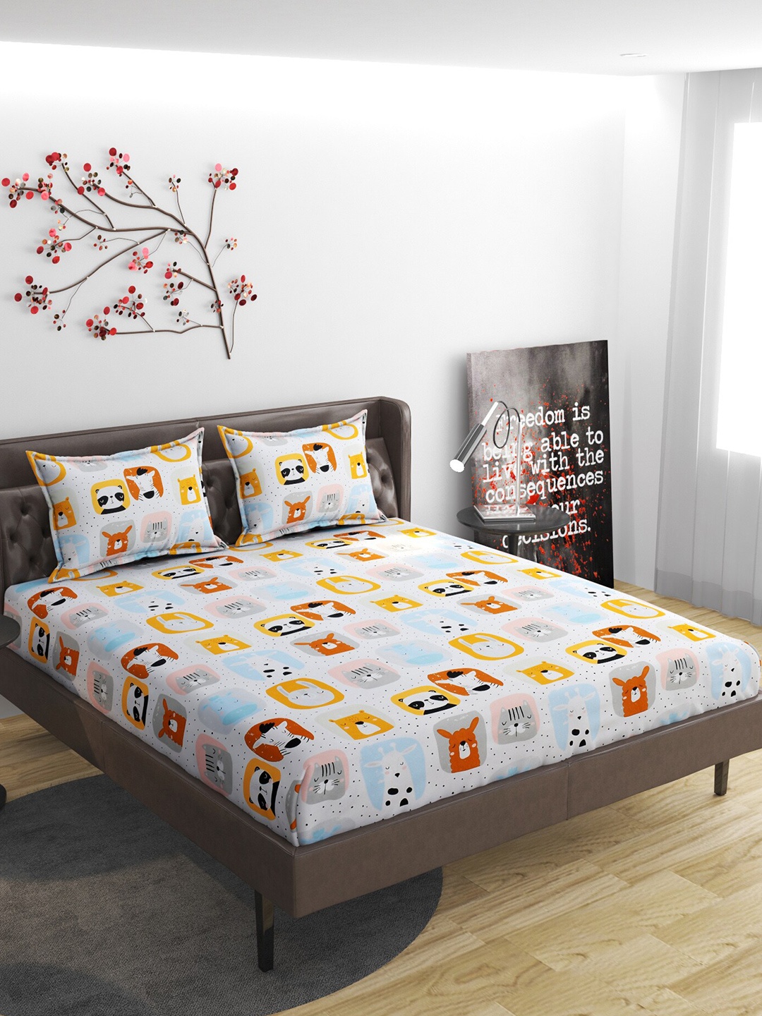 ATRAENTA White & Blue Conversational 210 TC Fitted Queen Bedsheet with 2 Pillow Covers
ATRAENTA White & Blue Conversational 210 TC Fitted Queen Bedsheet with 2 Pillow Covers