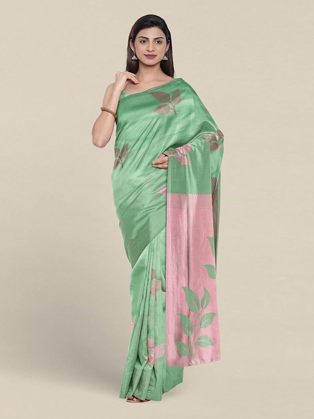 Pothys Woven Design Zari Saree, Green