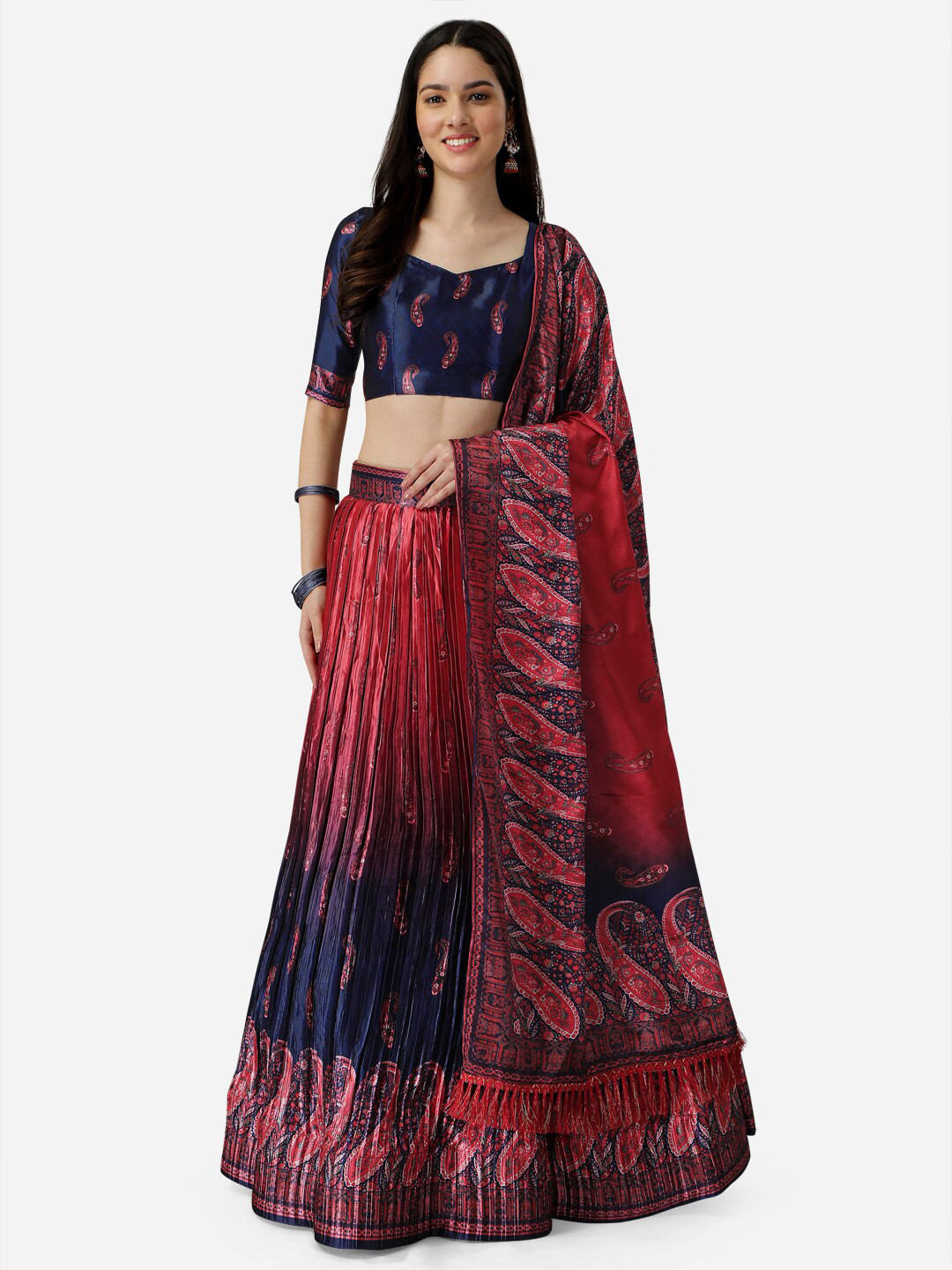Ethnic Yard Printed Satin Semi-Stitched Lehenga & Unstitched Blouse With Dupatta, Navy blue
Ethnic Yard Printed Satin Semi-Stitched Lehenga & Unstitched Blouse With Dupatta, Navy blue