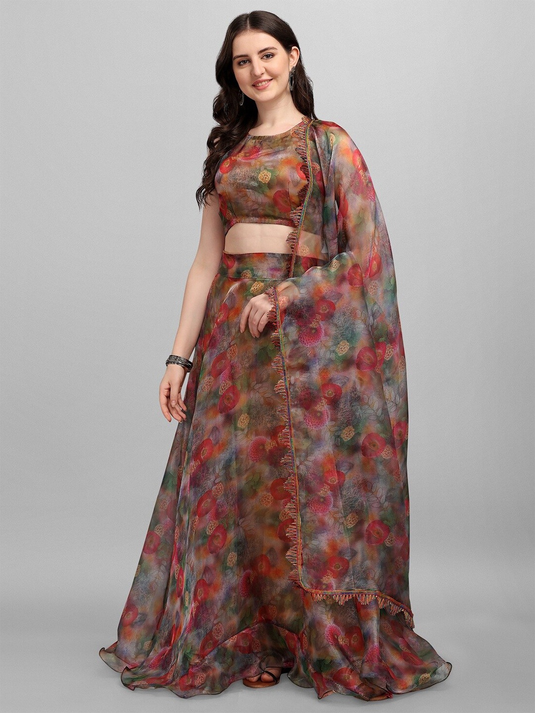Ethnic Yard Printed Organza Semi-Stitched Lehenga & Unstitched Blouse With Dupatta, Brown
Ethnic Yard Printed Organza Semi-Stitched Lehenga & Unstitched Blouse With Dupatta, Brown