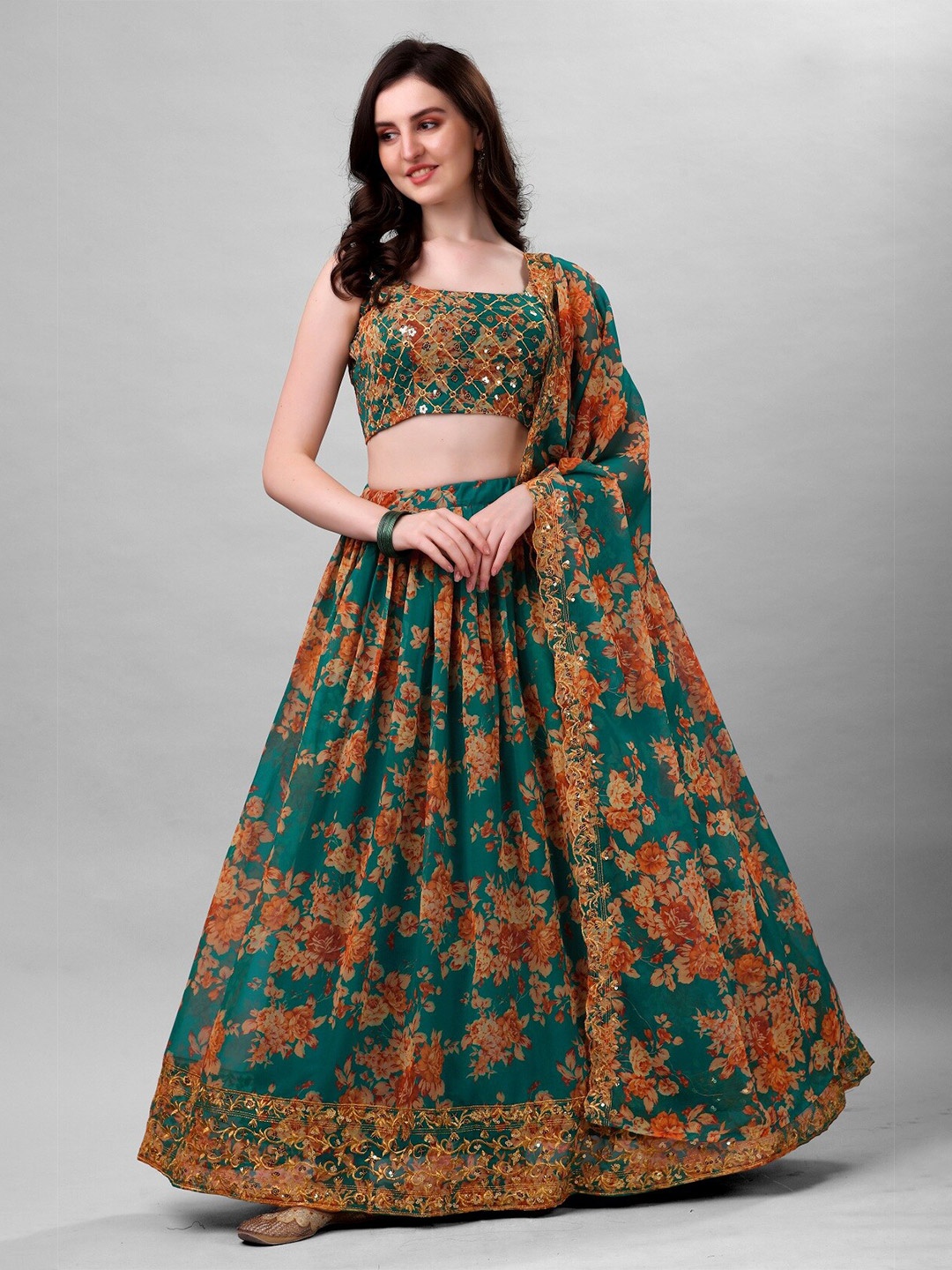 Ethnic Yard Embroidered Georgette Semi-Stitched Lehenga & Unstitched Blouse With Dupatta, Green
Ethnic Yard Embroidered Georgette Semi-Stitched Lehenga & Unstitched Blouse With Dupatta, Green