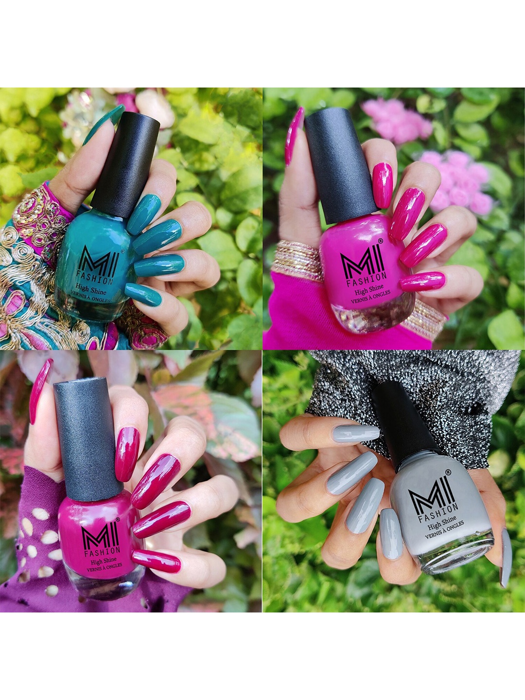 MI FASHION Set of 4 High Shine Long-Lasting Nail Lacquer 15 ml Each- Sea Green 26 - Bright Plum 32 - Wine 34 - Grey 41
MI FASHION Set of 4 High Shine Long-Lasting Nail Lacquer 15 ml Each- Sea Green 26 - Bright Plum 32 - Wine 34 - Grey 41