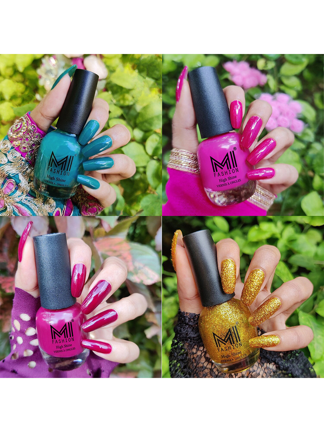 MI FASHION Set of 4 Vernis A Ongles High Shine Long Lasting Shimmer Nail Paint - 15ml each, Multi
MI FASHION Set of 4 Vernis A Ongles High Shine Long Lasting Shimmer Nail Paint - 15ml each, Multi