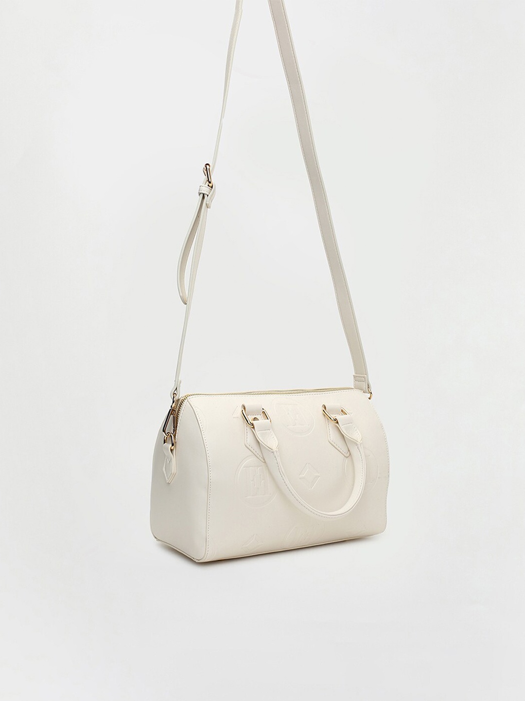 ELLE Textured Structured Shoulder Bag, White