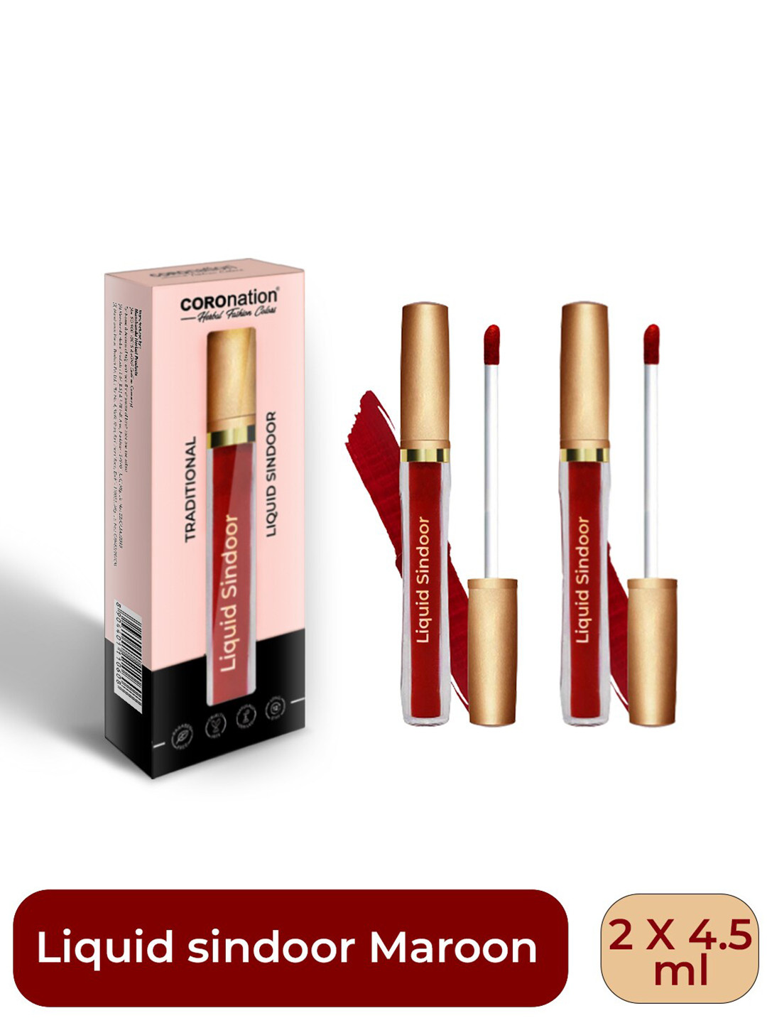 COROnation Herbal Set of 2 Traditional Long-Lasting Liquid Sindoor 4.5ml each - Maroon
COROnation Herbal Set of 2 Traditional Long-Lasting Liquid Sindoor 4.5ml each - Maroon