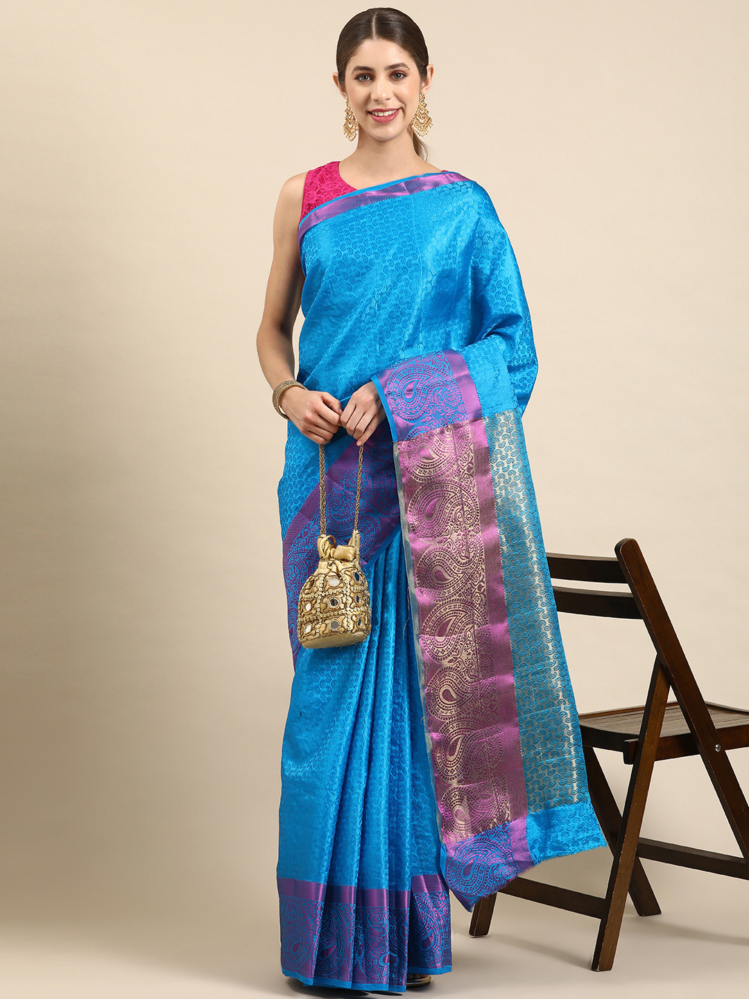 Pothys Woven Design Jute Silk Saree, Blue
Pothys Woven Design Jute Silk Saree, Blue