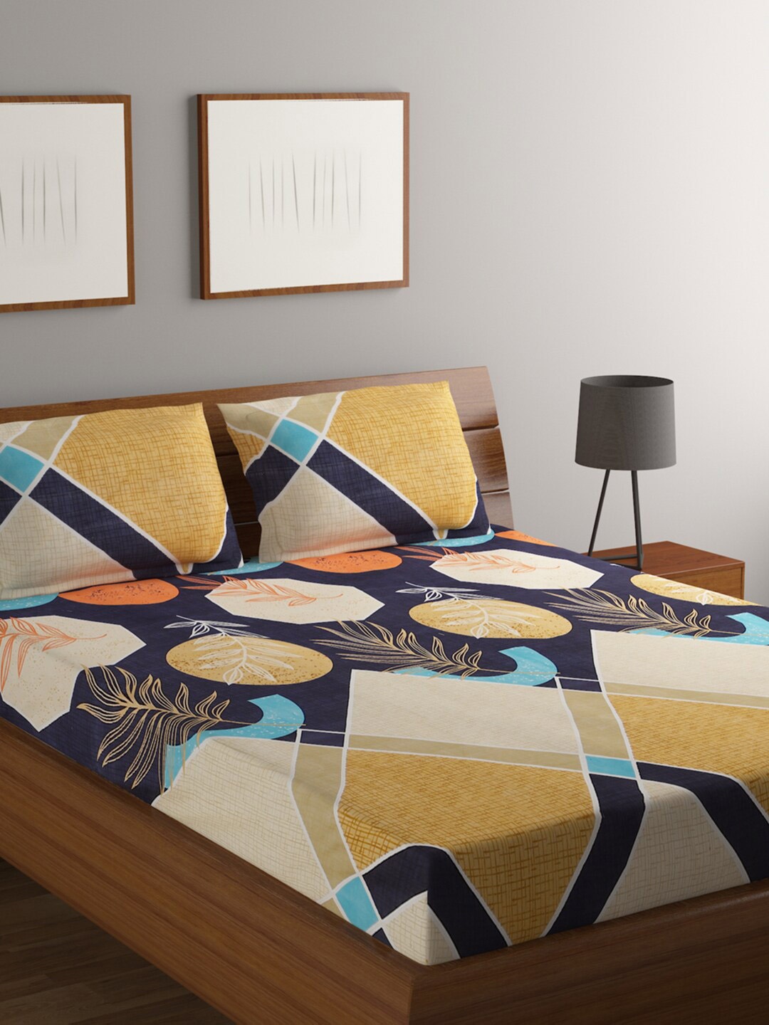 BOMBAY DYEING Beige & Navy Blue Geometric 144 TC Flat Queen Bedsheet with 2 Pillow Covers
BOMBAY DYEING Beige & Navy Blue Geometric 144 TC Flat Queen Bedsheet with 2 Pillow Covers