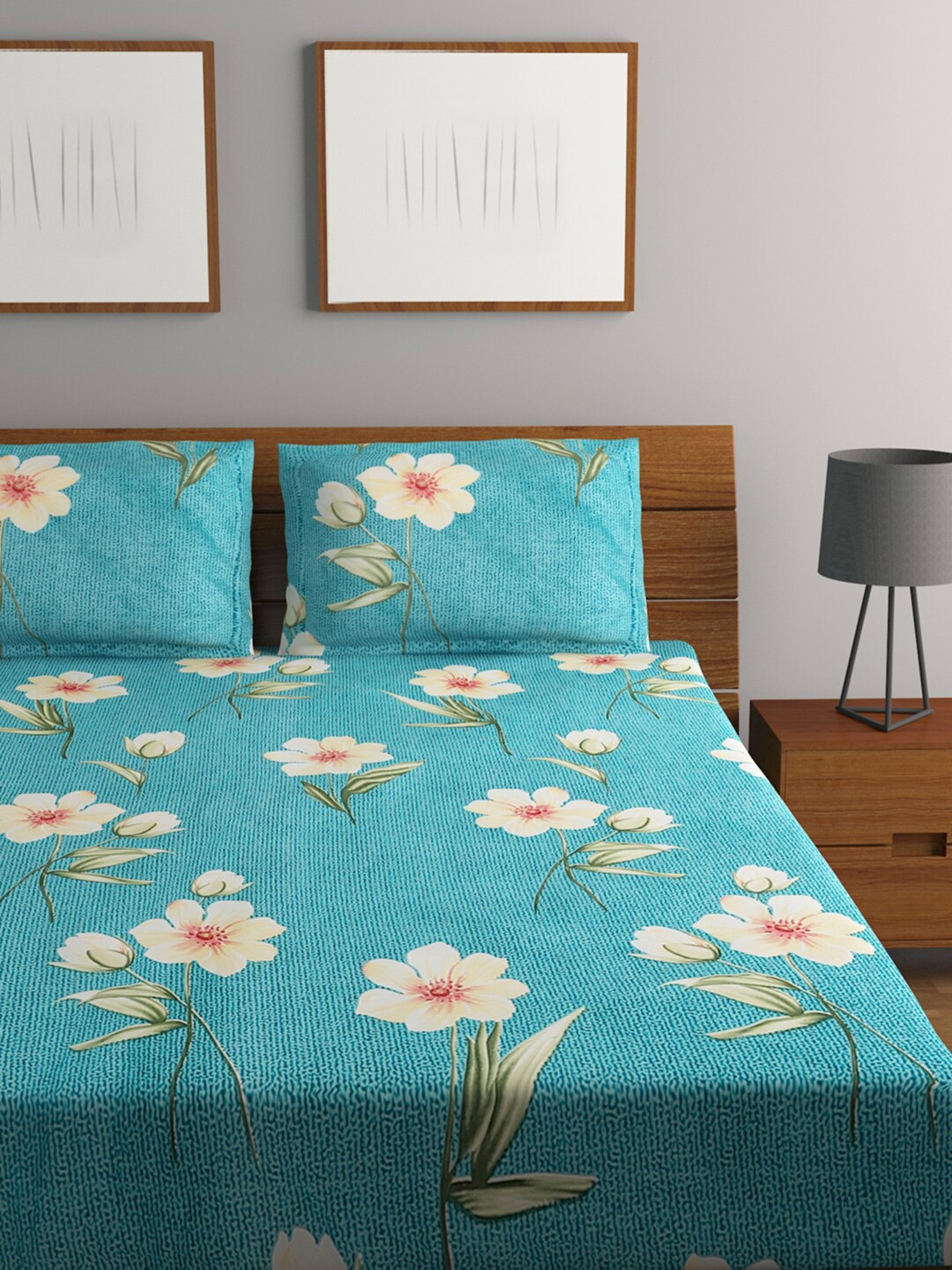 BOMBAY DYEING Teal Green & White Floral 144 TC Flat Queen Bedsheet with 2 Pillow Covers
BOMBAY DYEING Teal Green & White Floral 144 TC Flat Queen Bedsheet with 2 Pillow Covers