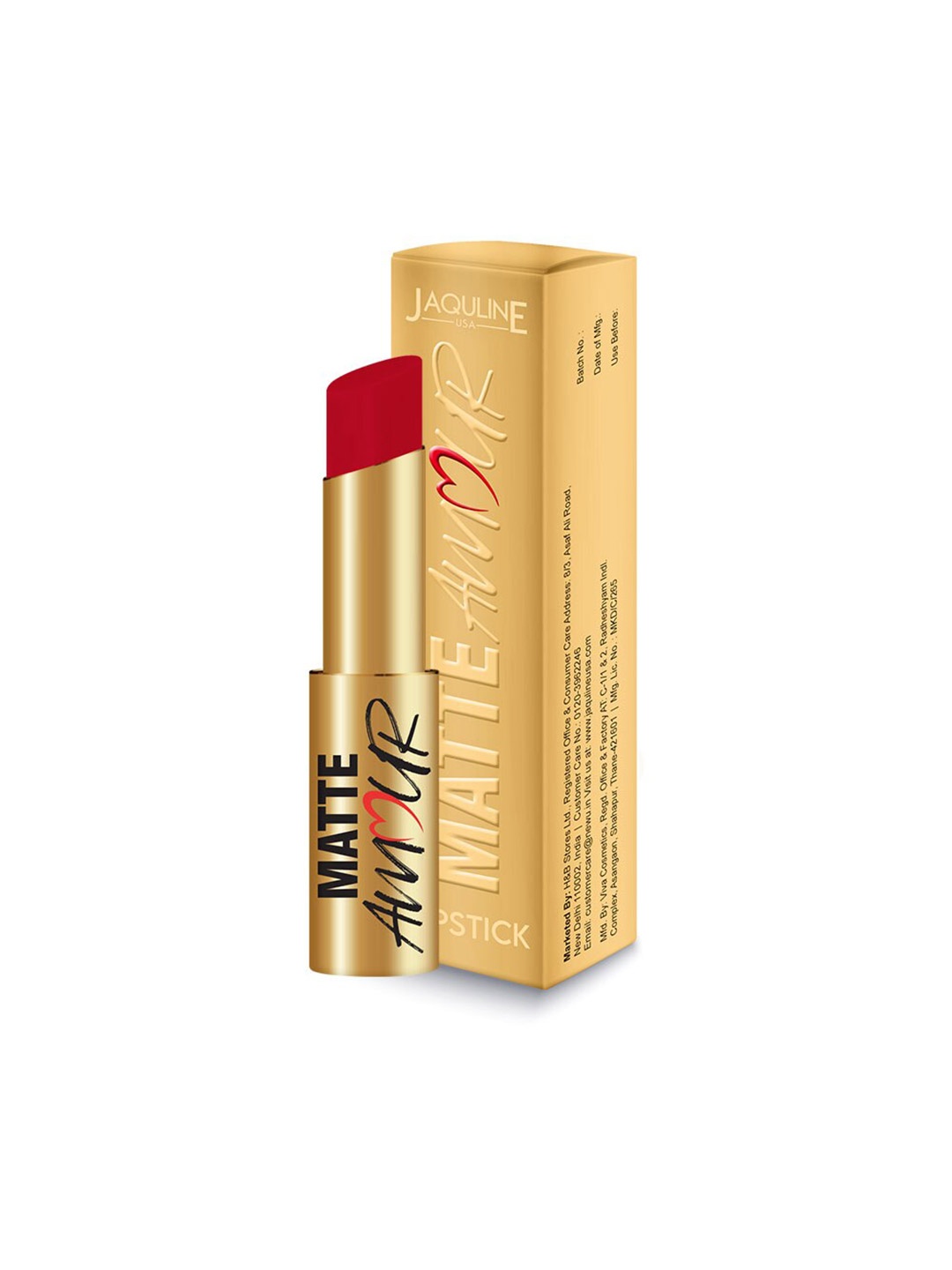 Jaquline USA Matte Amour Long Lasting Lipstick with Vitamin E 3.5g - Romantic 04, Red
Jaquline USA Matte Amour Long Lasting Lipstick with Vitamin E 3.5g - Romantic 04, Red