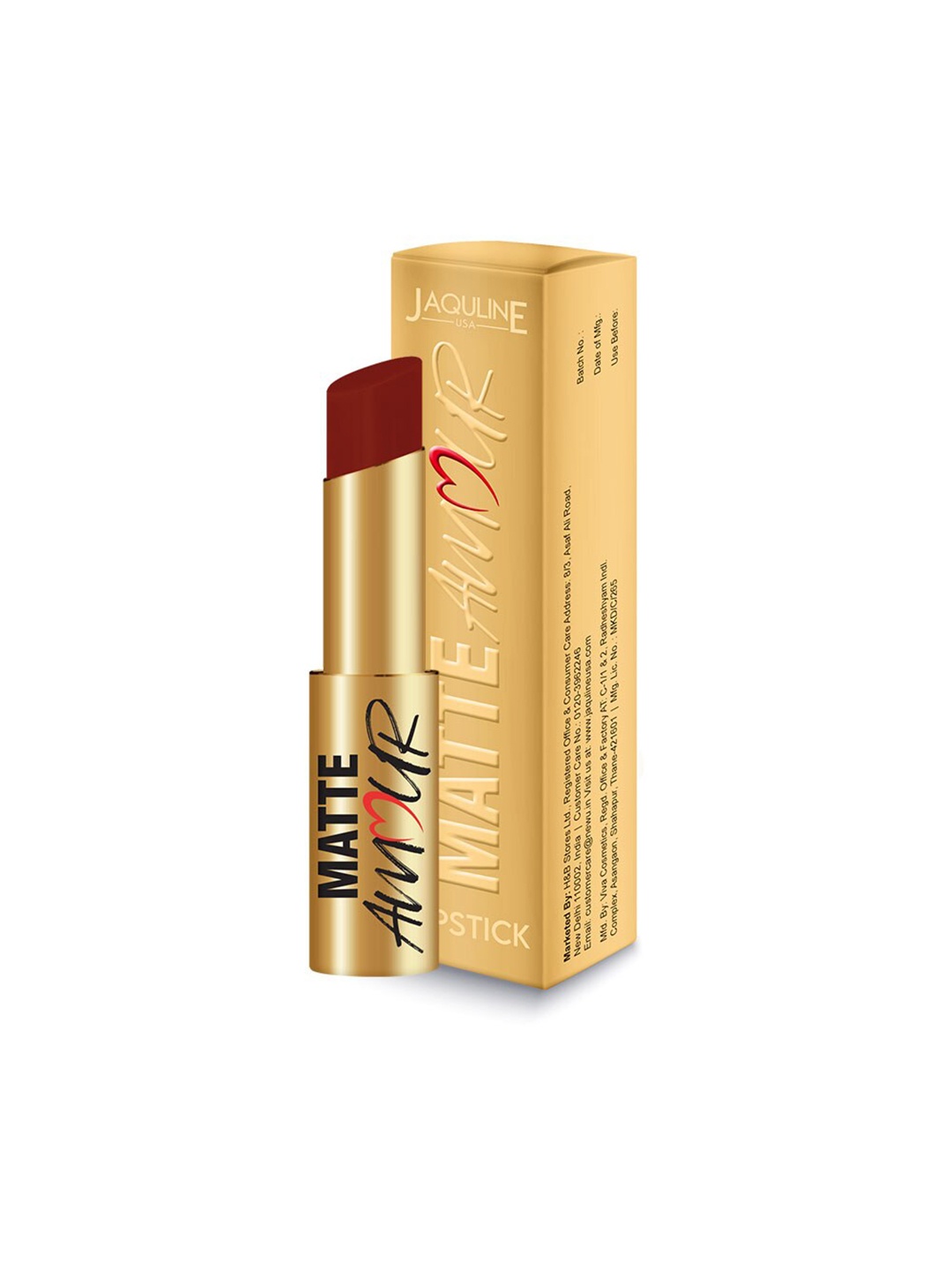Jaquline USA Matte Amour Long Lasting Lipstick with Vitamin E 3.5g - Tender 07, Brown
Jaquline USA Matte Amour Long Lasting Lipstick with Vitamin E 3.5g - Tender 07, Brown