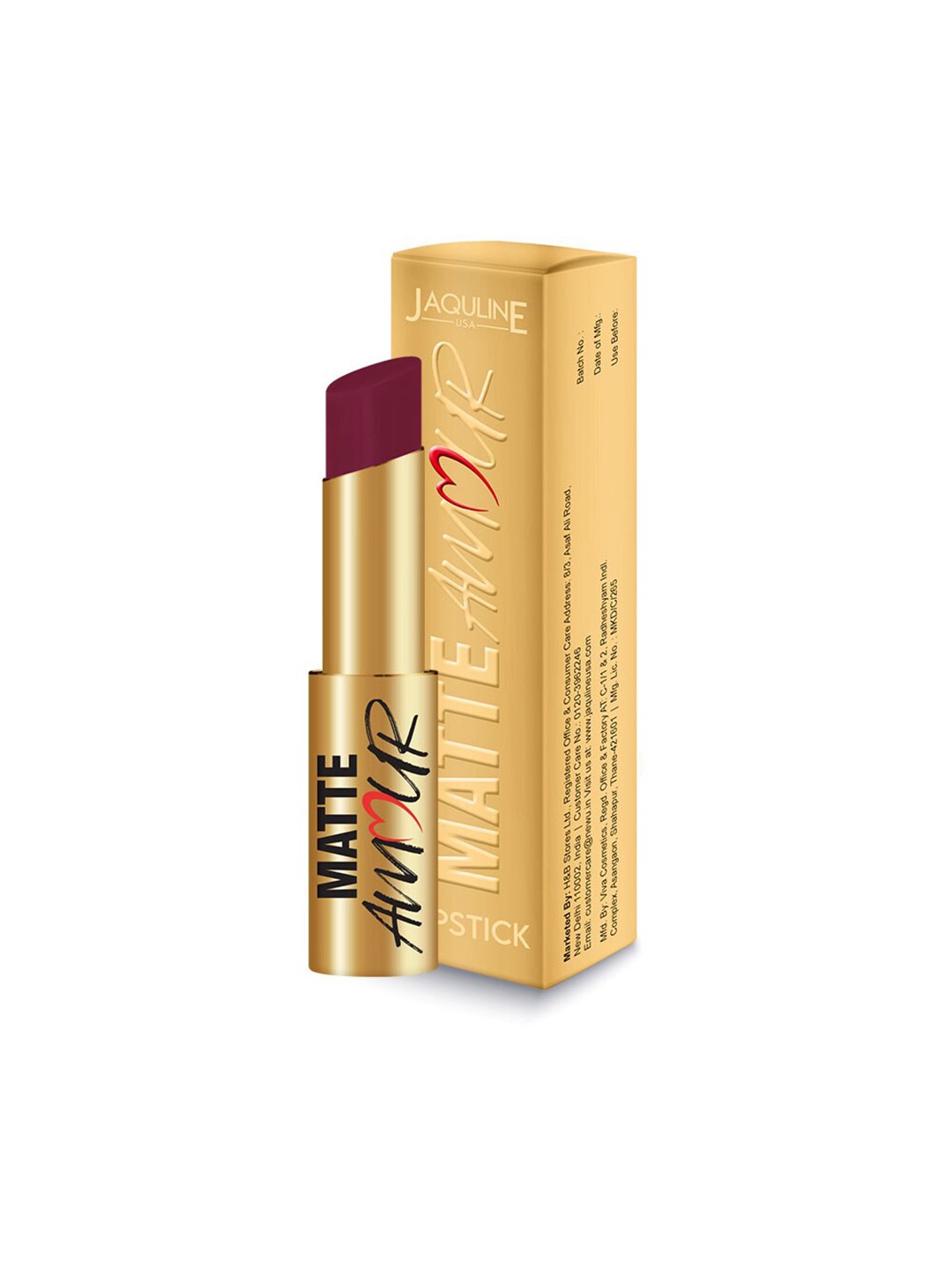 Jaquline USA Matte Amour All Day Wear Lightweight Lipstick 3.5g - Passionate 03, Burgundy
Jaquline USA Matte Amour All Day Wear Lightweight Lipstick 3.5g - Passionate 03, Burgundy