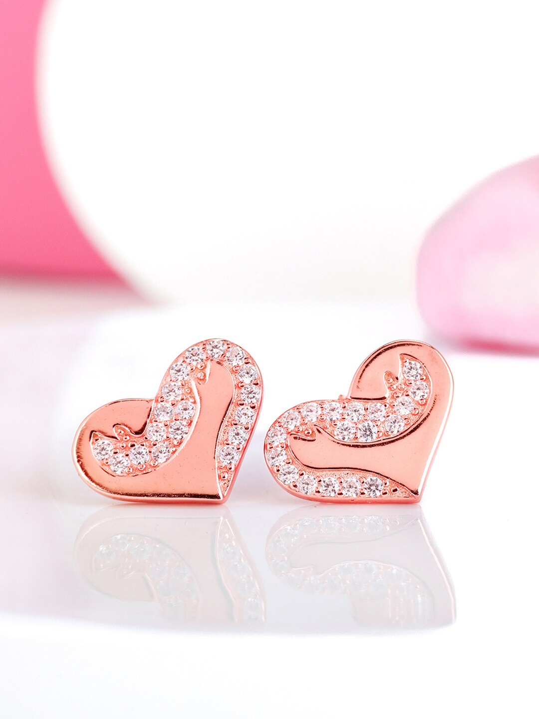 GIVA Rose Gold-Plated 925 Sterling Silver Zircon Studded Heart Shaped Studs Earrings, White
GIVA Rose Gold-Plated 925 Sterling Silver Zircon Studded Heart Shaped Studs Earrings, White