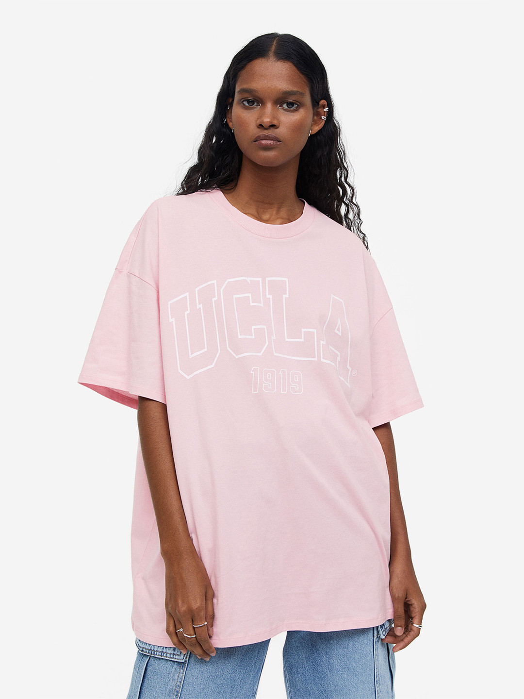 H&M Pure Cotton Oversized Printed T-Shirt, Pink
H&M Pure Cotton Oversized Printed T-Shirt, Pink