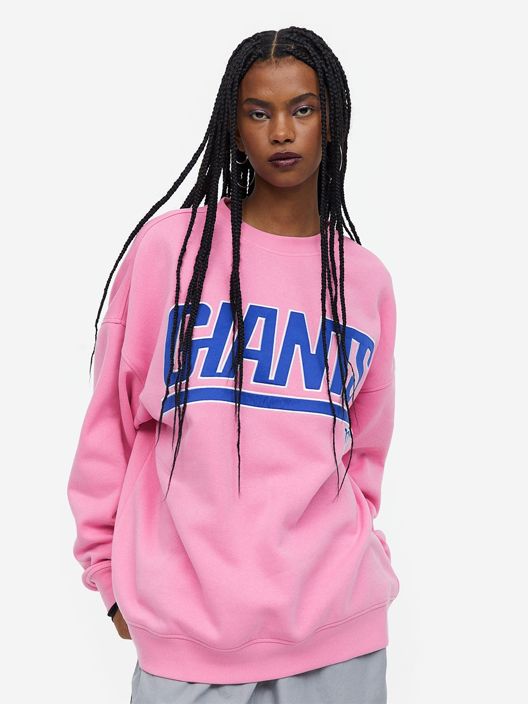 H&M Oversized Printed Sweatshirt, Pink