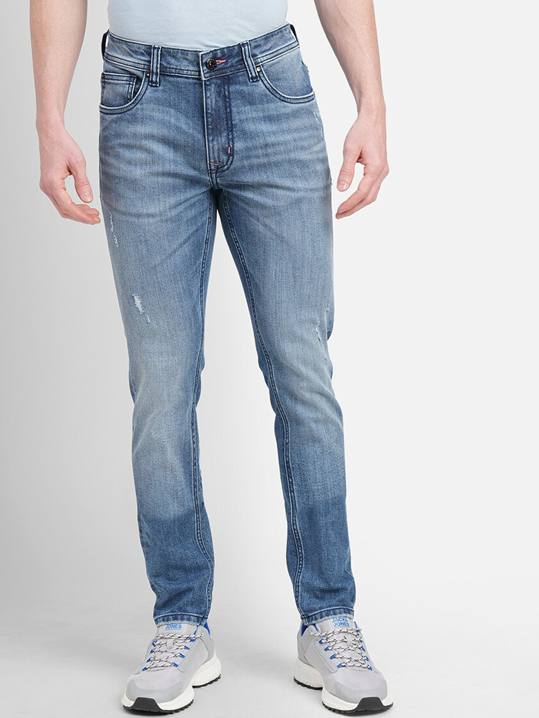 Jack & Jones Men Skinny Fit Mildly Ripped Heavy Fade Stretchable Cotton Jeans, Blue 
Jack & Jones Men Skinny Fit Mildly Ripped Heavy Fade Stretchable Cotton Jeans, Blue