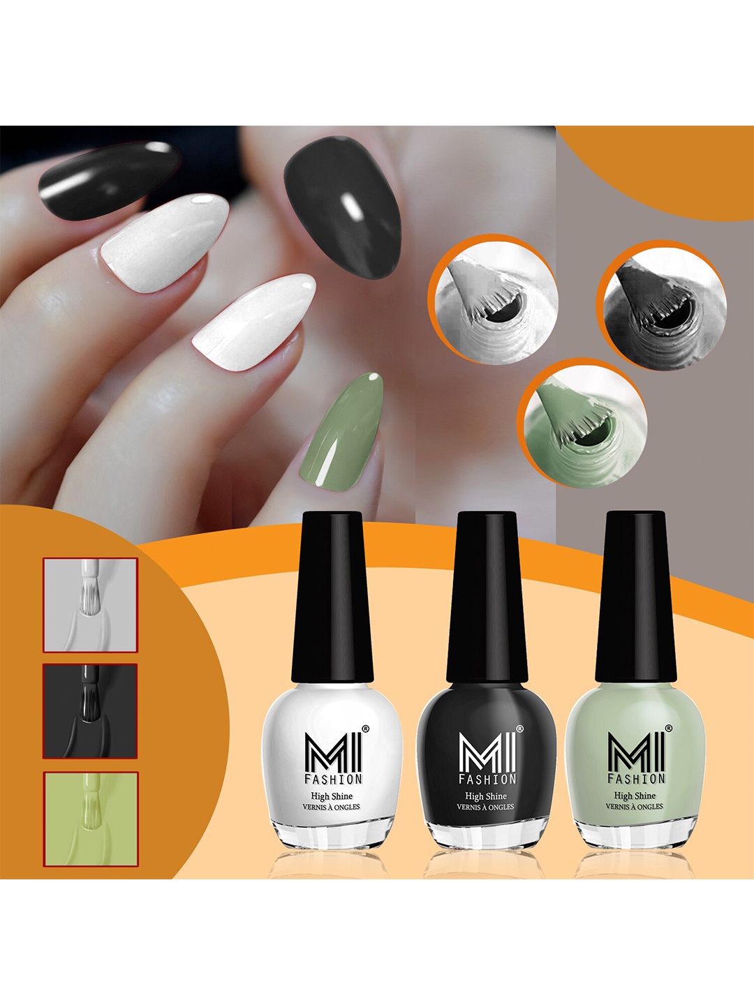 MI FASHION Set Of 3 High Shine Long Lasting Glossy Nail Paints - 15ml Each, Black
MI FASHION Set Of 3 High Shine Long Lasting Glossy Nail Paints - 15ml Each, Black