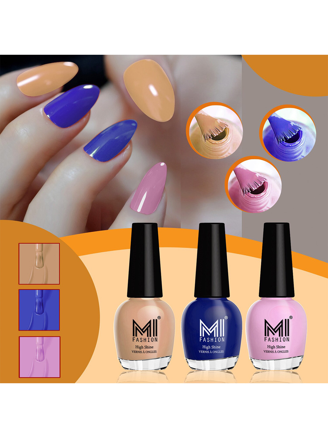 MI FASHION Set of 3 Vernis A Ongles High Shine Long Lasting Shimmer Nail Paint - 15ml each, Pink
MI FASHION Set of 3 Vernis A Ongles High Shine Long Lasting Shimmer Nail Paint - 15ml each, Pink