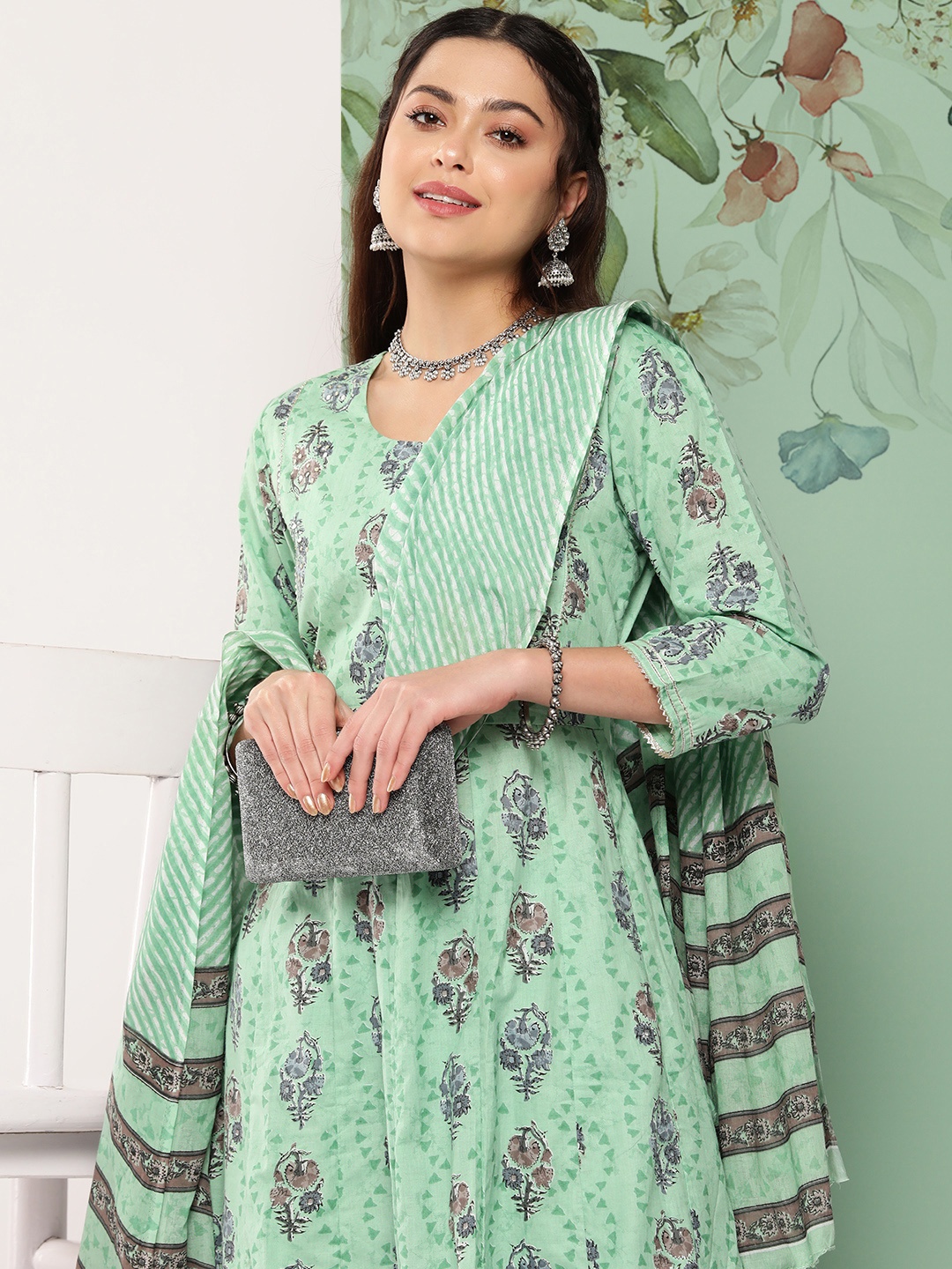 Yufta Ethnic Motifs Printed Pure Cotton Kurta with Trousers & With Dupatta, Sea green
Yufta Ethnic Motifs Printed Pure Cotton Kurta with Trousers & With Dupatta, Sea green