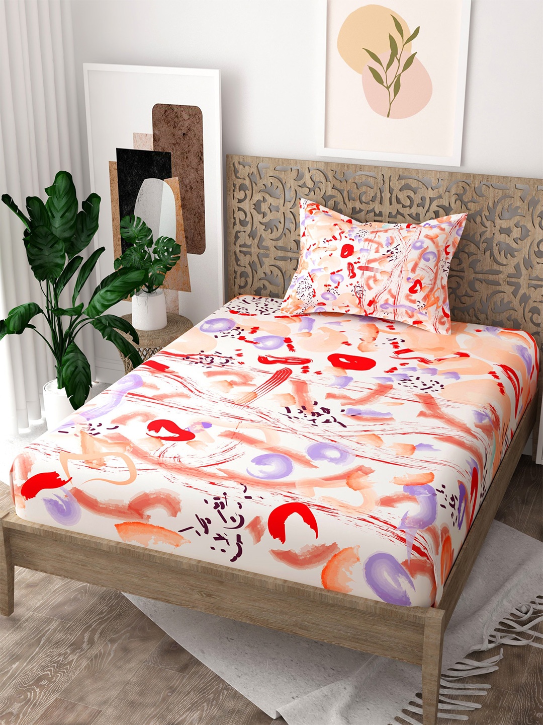 EverHOME White & Red Abstract 160 TC Flat Pure Cotton Single Bedsheet with Pillow Cover
EverHOME White & Red Abstract 160 TC Flat Pure Cotton Single Bedsheet with Pillow Cover