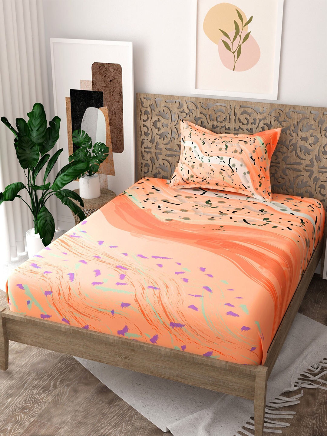 EverHOME Orange & Purple Abstract 160 TC Flat Cotton Single Bedsheet with 1 Pillow Cover
EverHOME Orange & Purple Abstract 160 TC Flat Cotton Single Bedsheet with 1 Pillow Cover