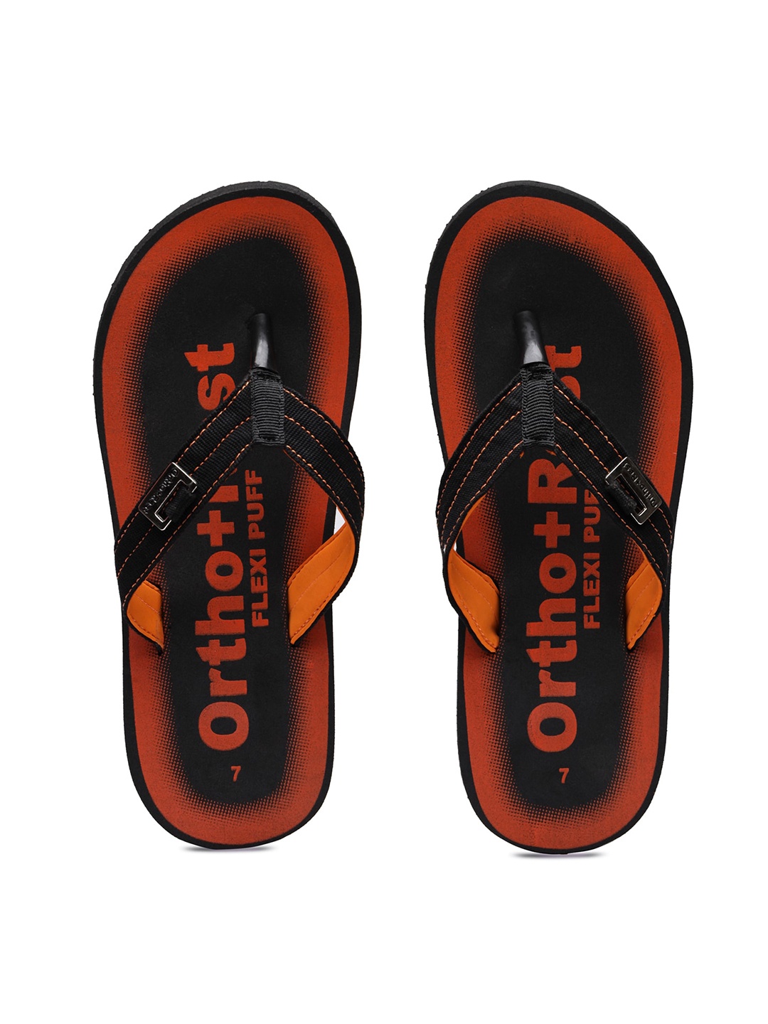 Ortho Rest Men Printed Thong Flip-Flops, Black