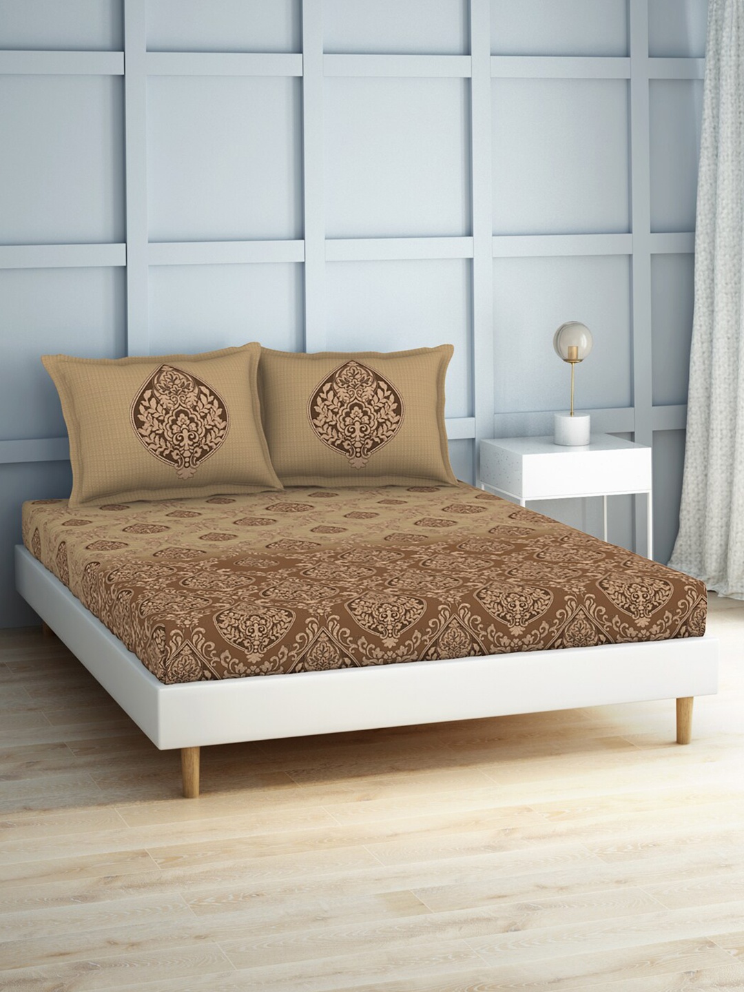 SPACES Brown & Beige Ethnic Motifs 180 TC Flat Cotton King Bedsheet with 2 Pillow Covers
SPACES Brown & Beige Ethnic Motifs 180 TC Flat Cotton King Bedsheet with 2 Pillow Covers