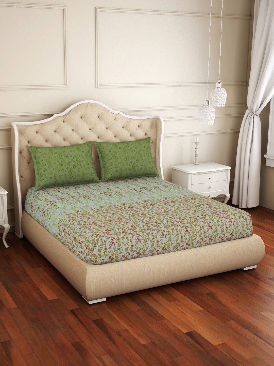 Welspun Green & Pink Floral 144 TC Anti Bacterial Fitted Queen Bedsheet & 2 Pillow Covers
Welspun Green & Pink Floral 144 TC Anti Bacterial Fitted Queen Bedsheet & 2 Pillow Covers
