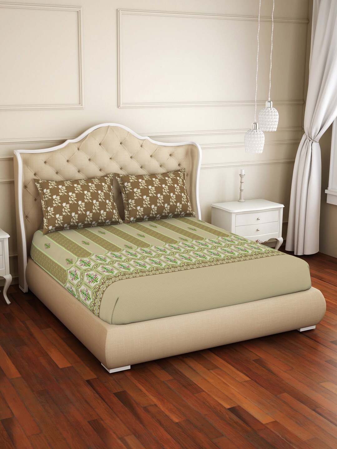 Welspun Olive Green & Brown Floral 144 TC Flat Cotton Queen Bedsheet with 2 Pillow Covers
Welspun Olive Green & Brown Floral 144 TC Flat Cotton Queen Bedsheet with 2 Pillow Covers