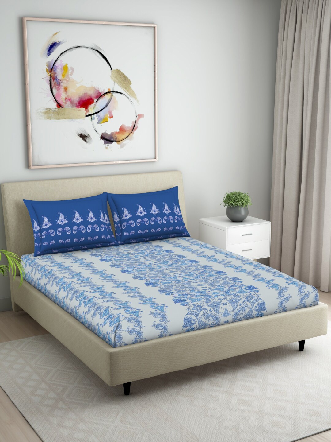 Welspun Seasons Best Blue & White 104 TC Flat Cotton King Bedsheet with 2 Pillow Covers
Welspun Seasons Best Blue & White 104 TC Flat Cotton King Bedsheet with 2 Pillow Covers