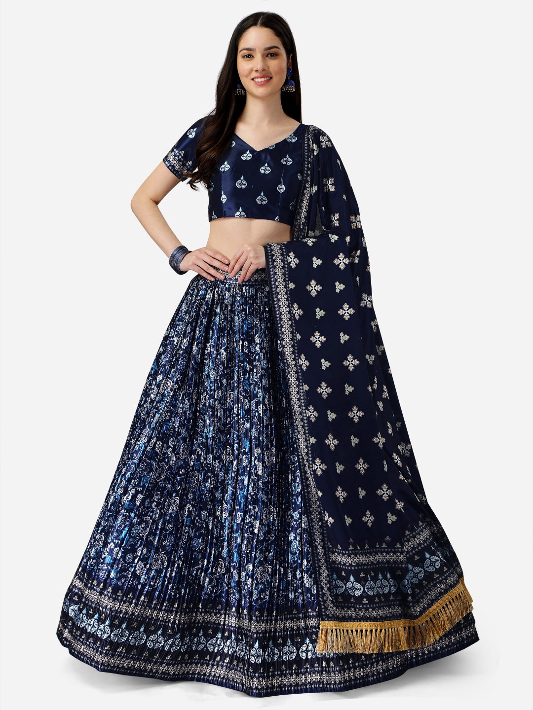 Fashion Basket Ethnic Motifs Printed Semi-Stitched Lehenga & Unstitched Blouse & Dupatta, Blue
Fashion Basket Ethnic Motifs Printed Semi-Stitched Lehenga & Unstitched Blouse & Dupatta, Blue