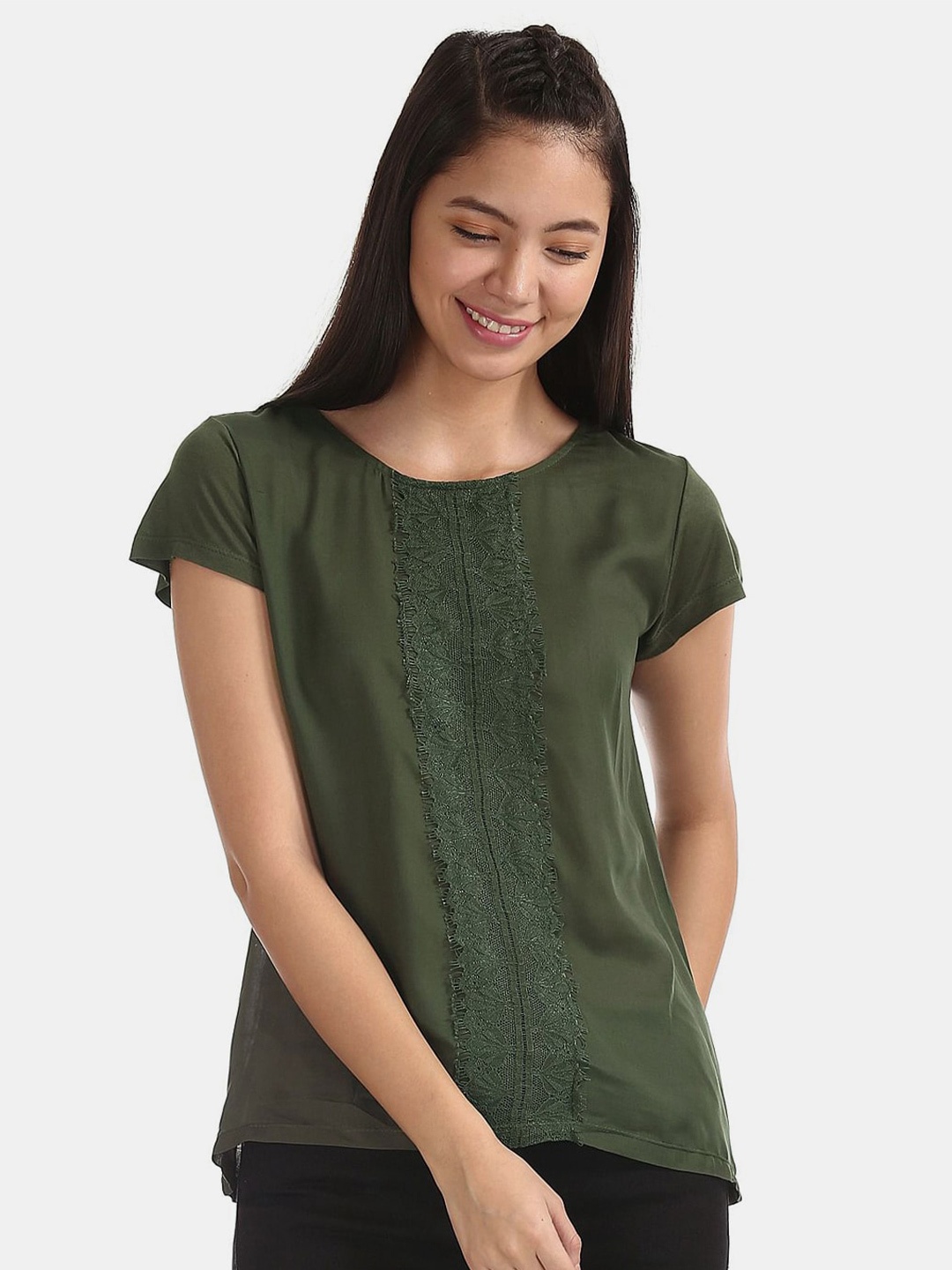 V-Mart Lace Inserted Top, Green